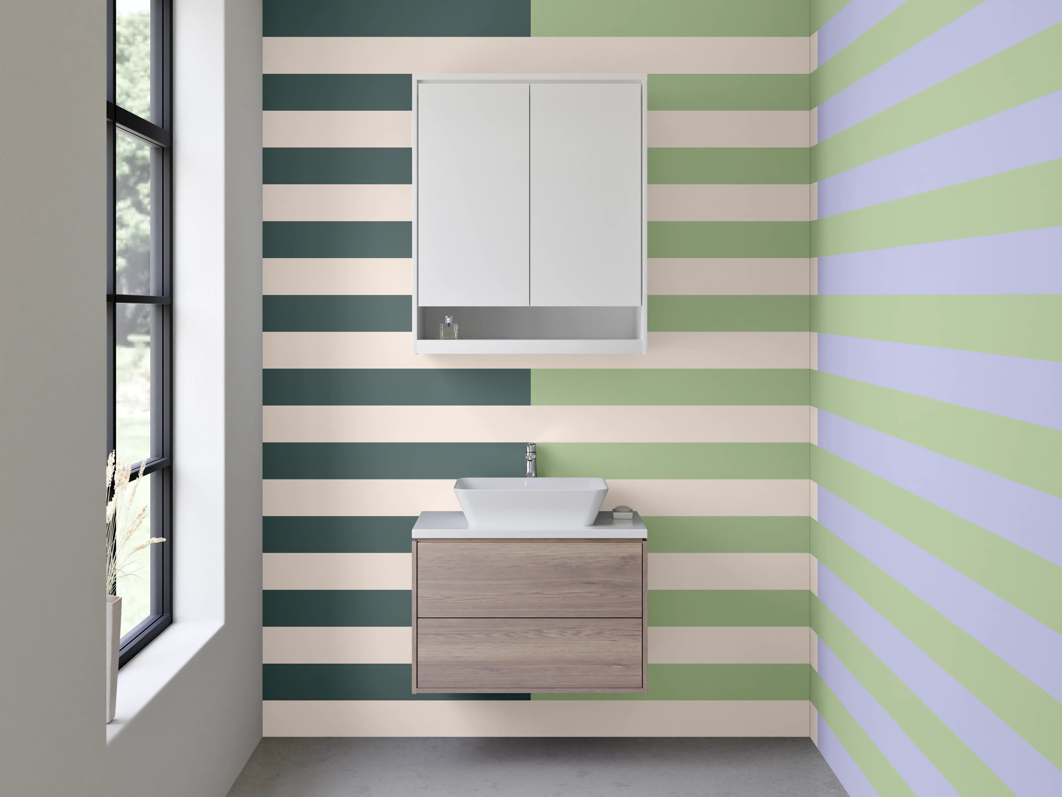 Waschbecken-Rückwand - Sanfte Pastellstreifen in Grau