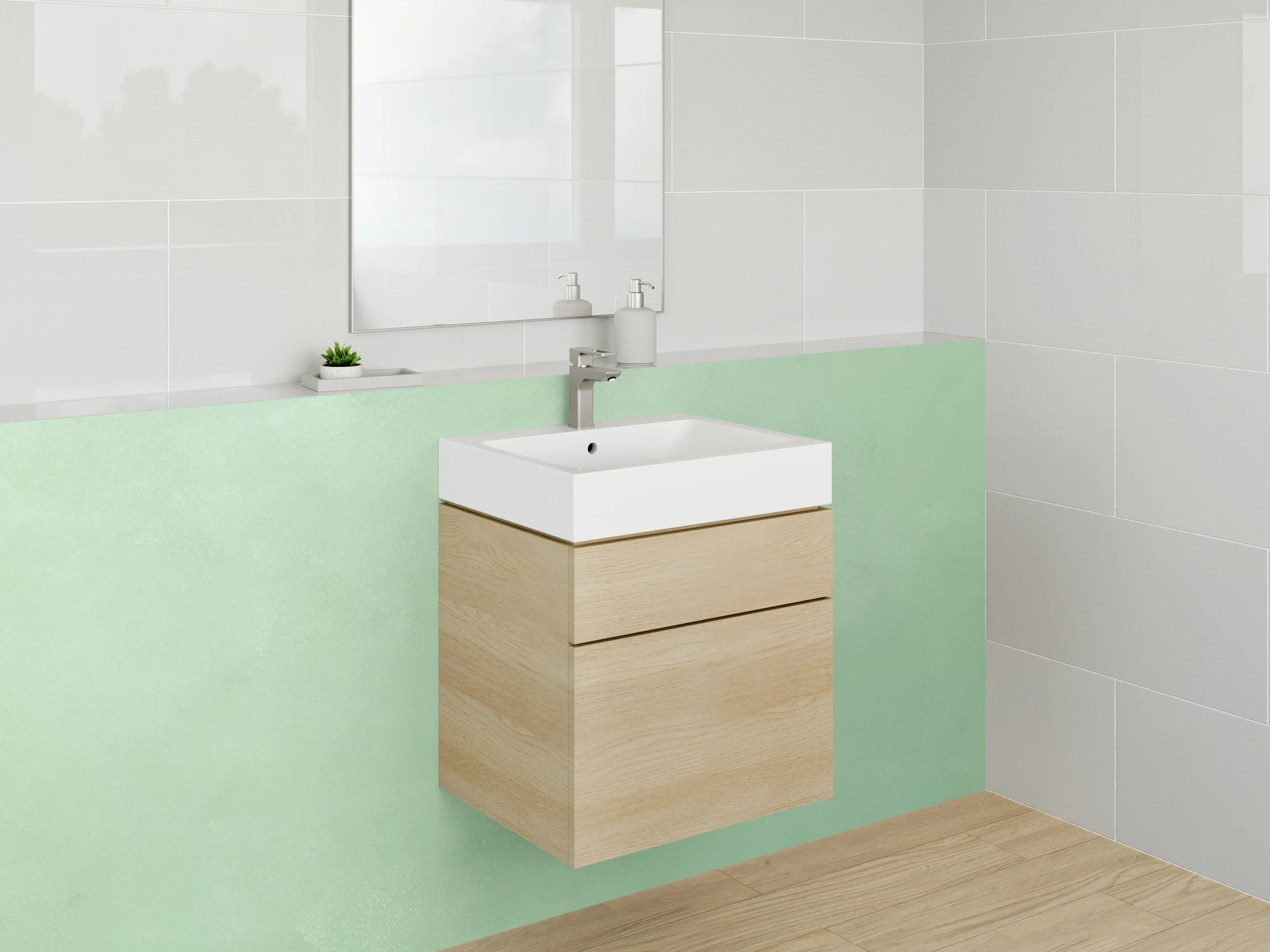 Waschbecken-Rückwand - Sanfte grüne Farbfläche