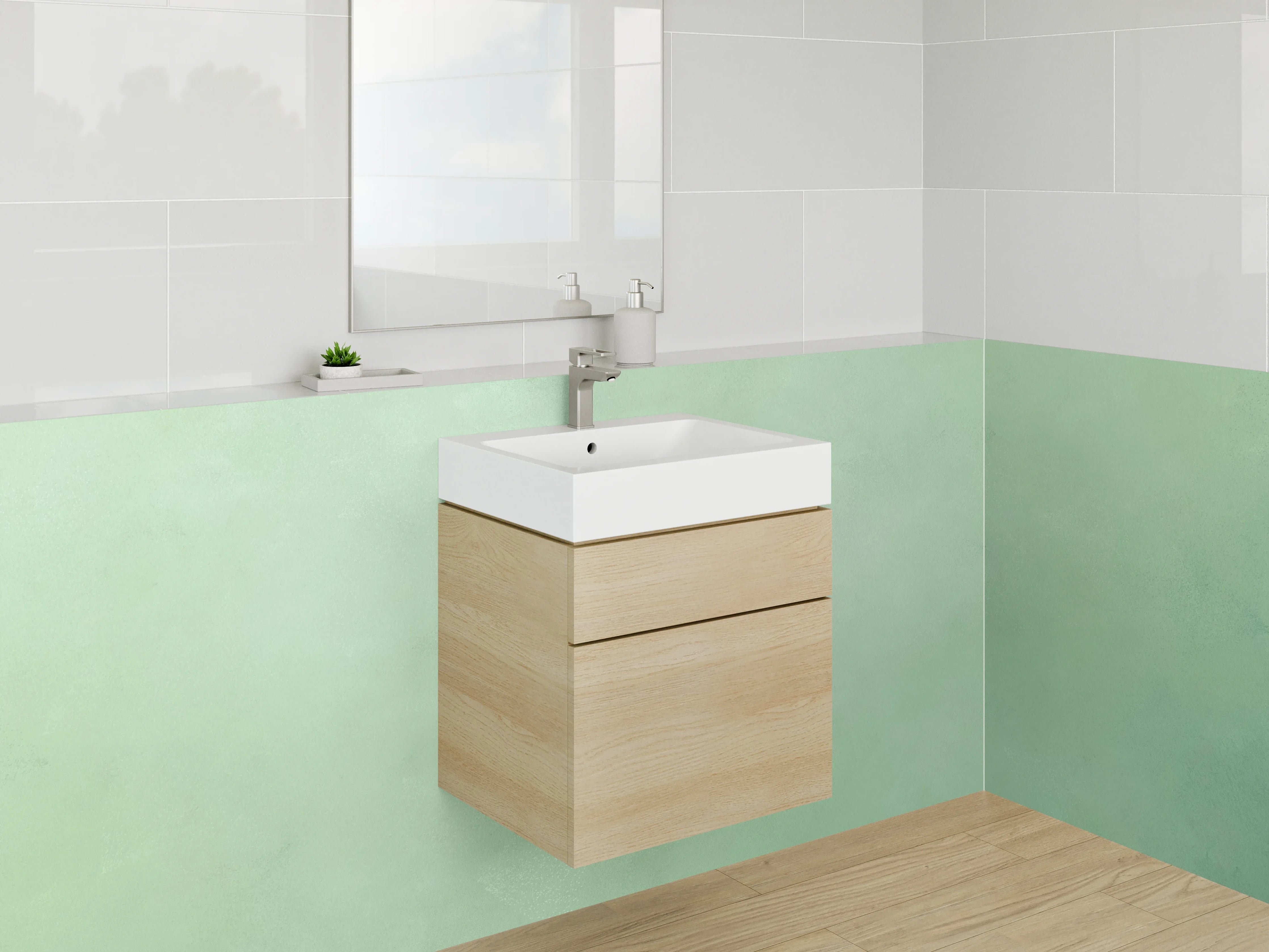 Waschbecken-Rückwand - Sanfte grüne Farbfläche