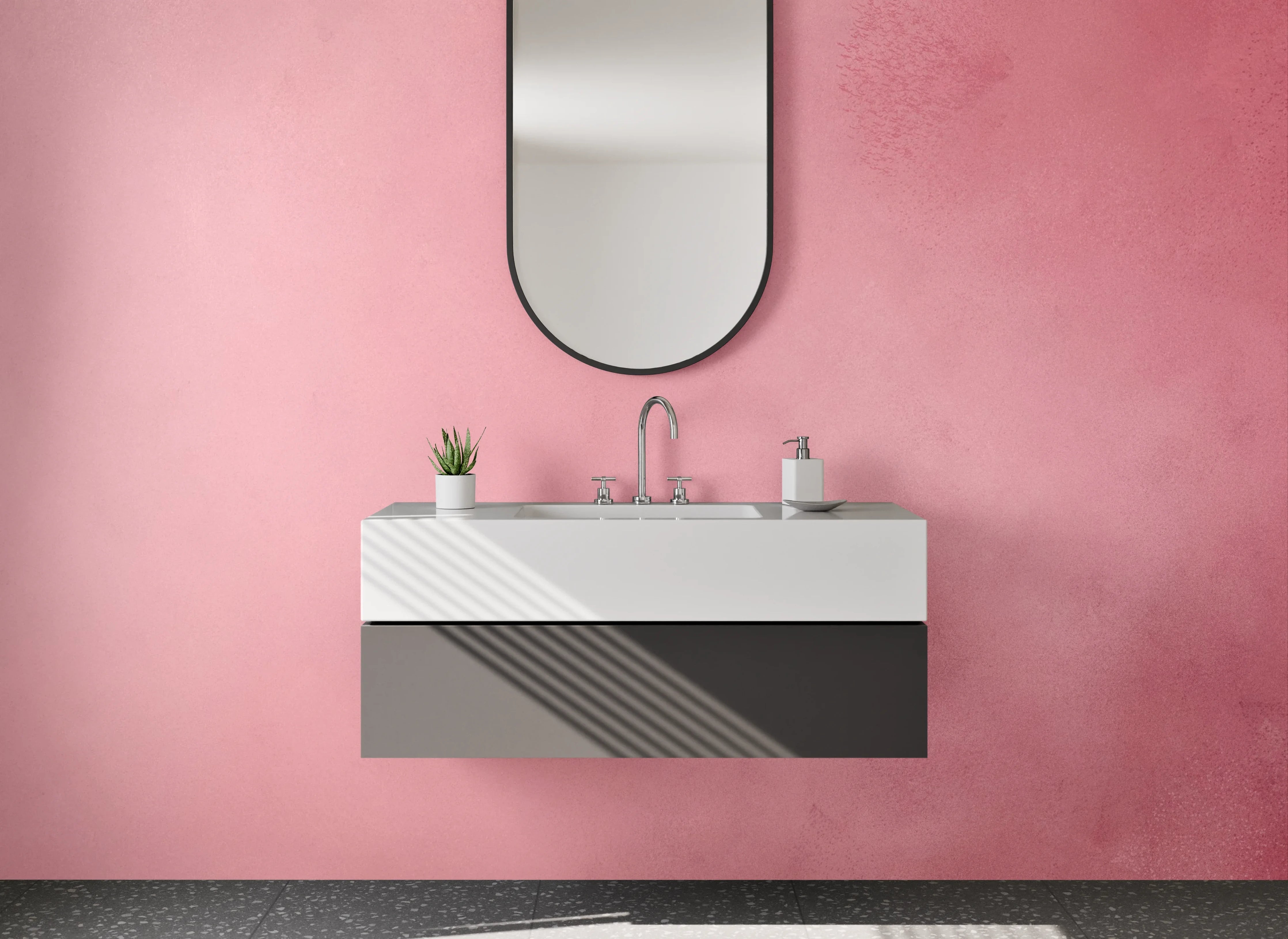 Waschbecken-Rückwand - Sanfte rosa Wasserfarben-Textur