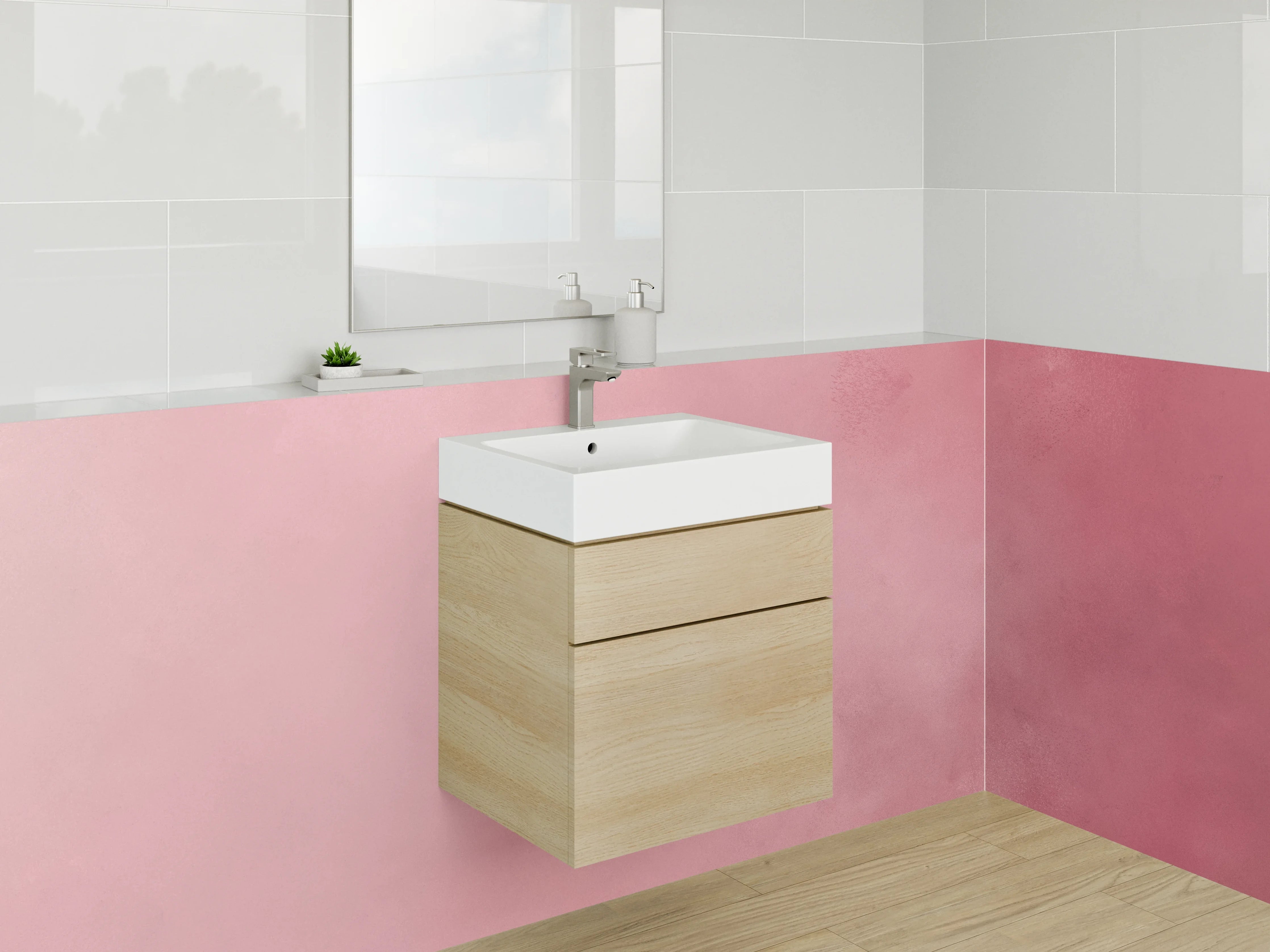 Waschbecken-Rückwand - Sanfte rosa Wasserfarben-Textur