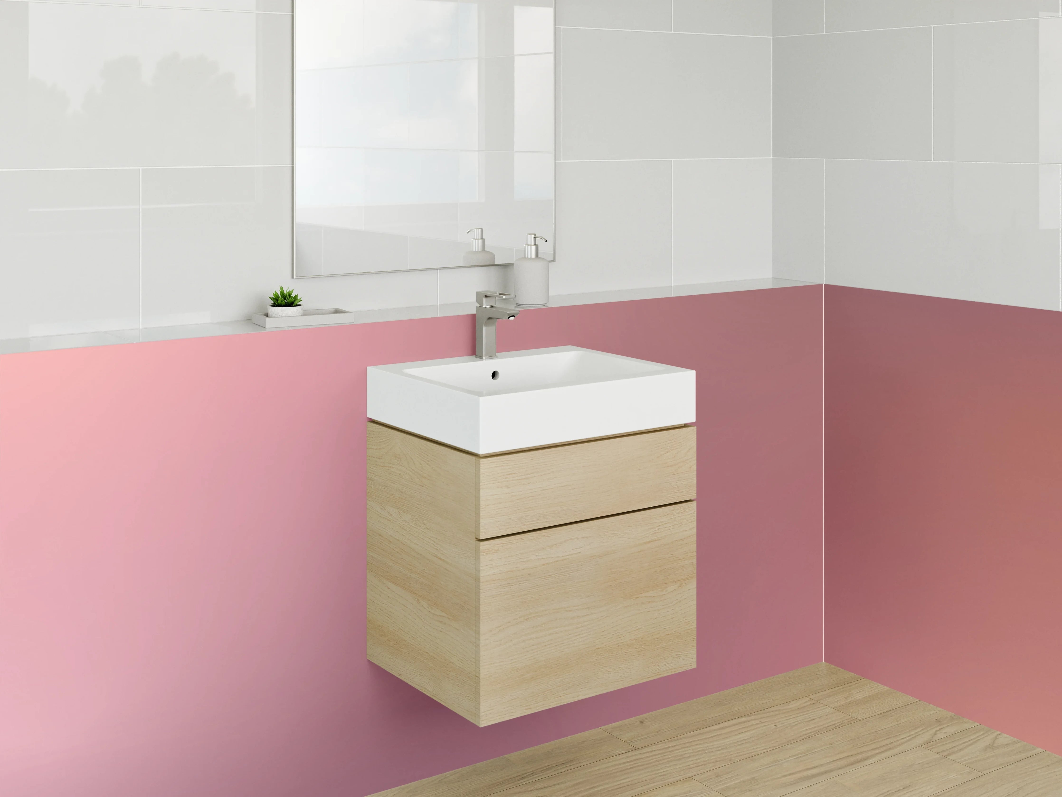 Waschbecken-Rückwand - Sanfter Farbverlauf in Pastellpink