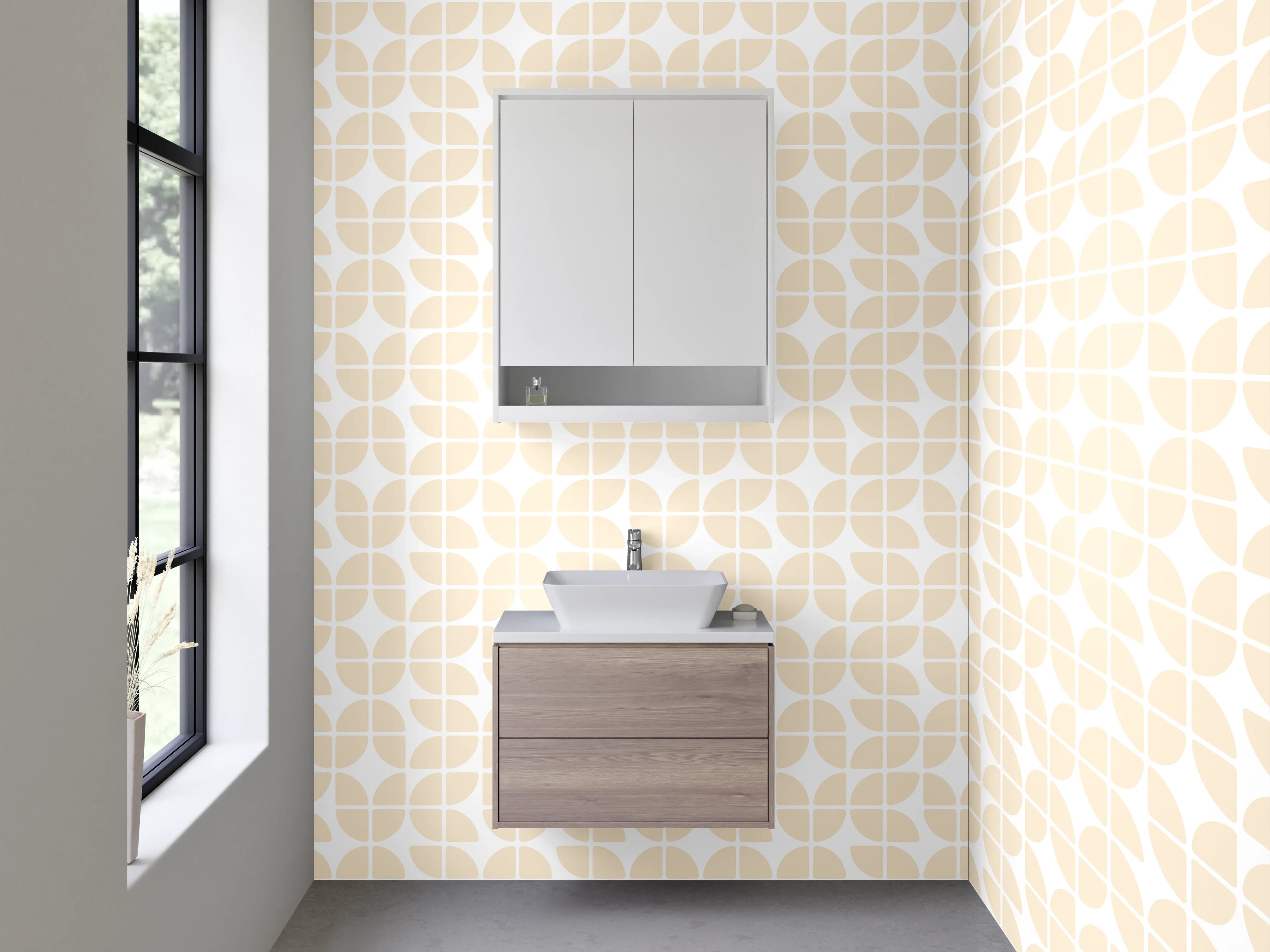 Waschbecken-Rückwand - Sanftes Beige Muster für Rückwände