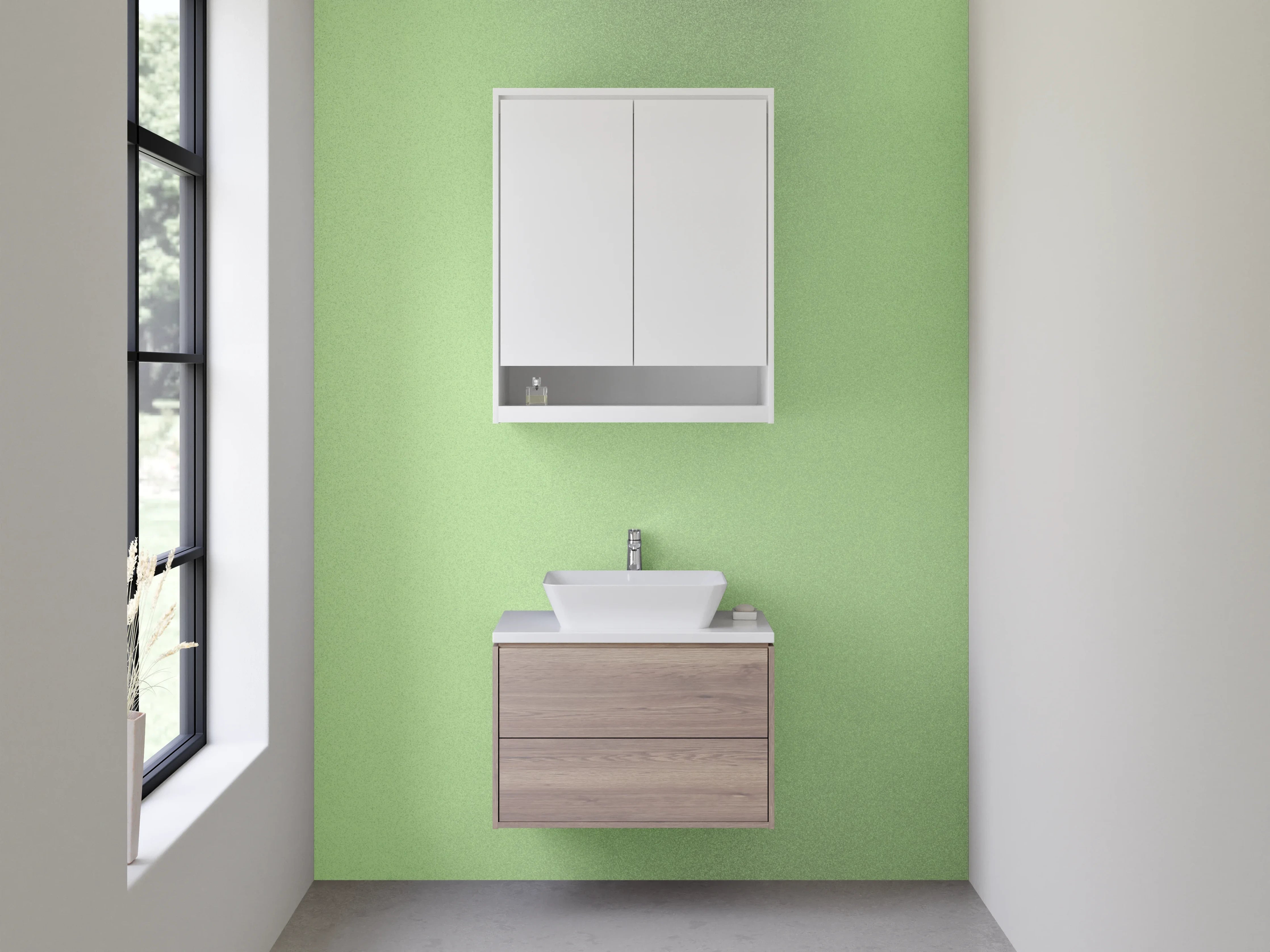 Waschbecken-Rückwand - Sanftes Grün Uni-Farbe für Bad & Küche