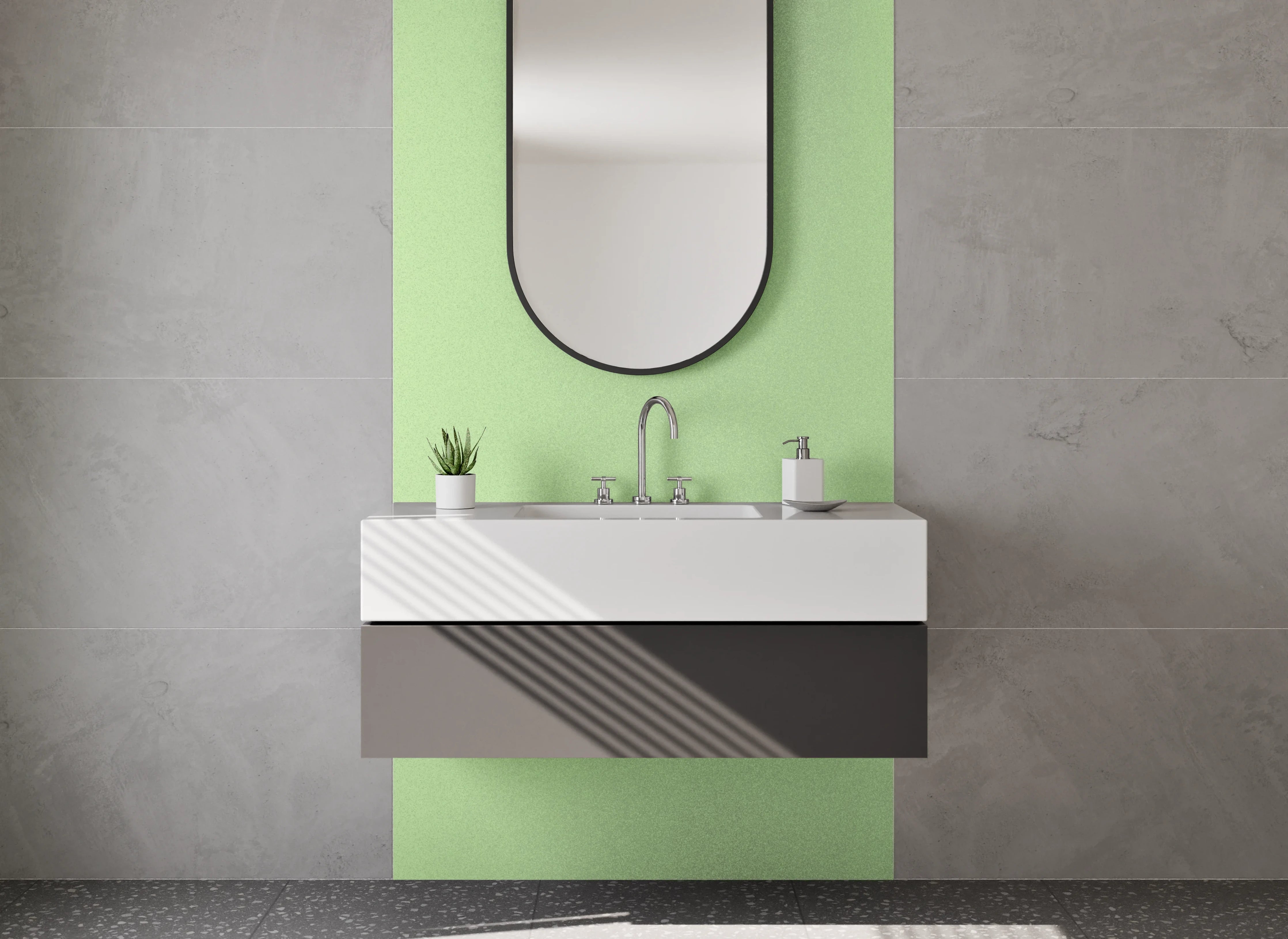 Waschbecken-Rückwand - Sanftes Grün Uni-Farbe für Bad & Küche