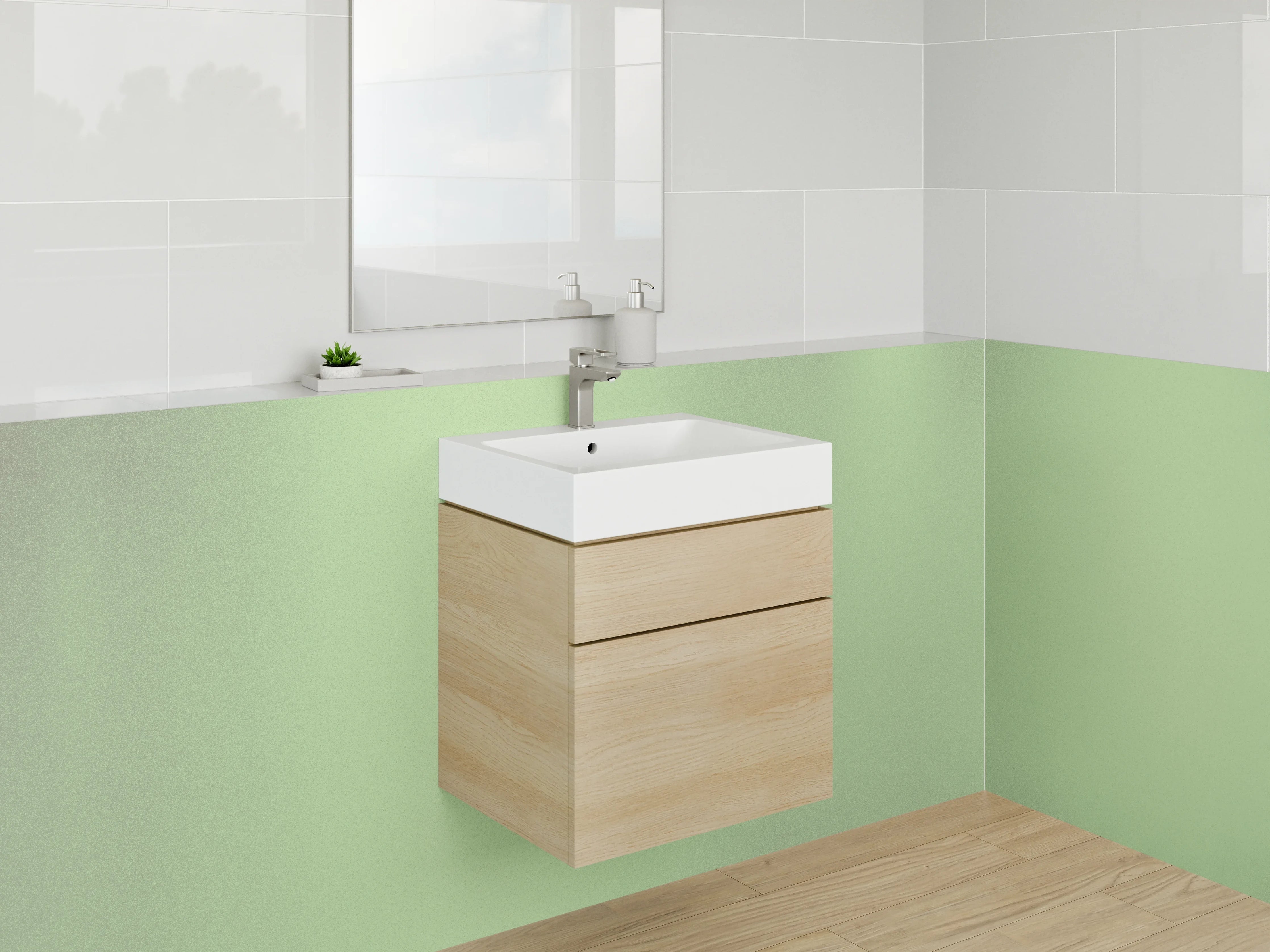Waschbecken-Rückwand - Sanftes Grün Uni-Farbe für Bad & Küche
