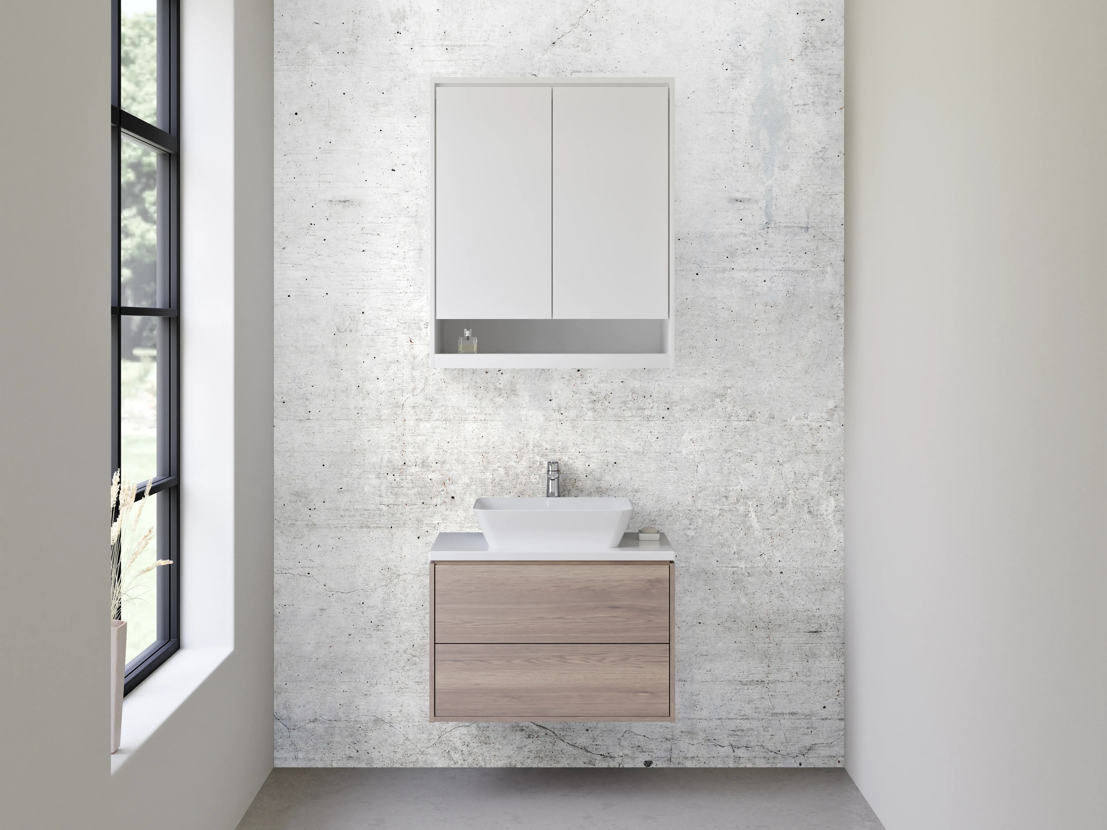 Waschbecken-Rückwand - Schimmernder Grauwert auf Weiß