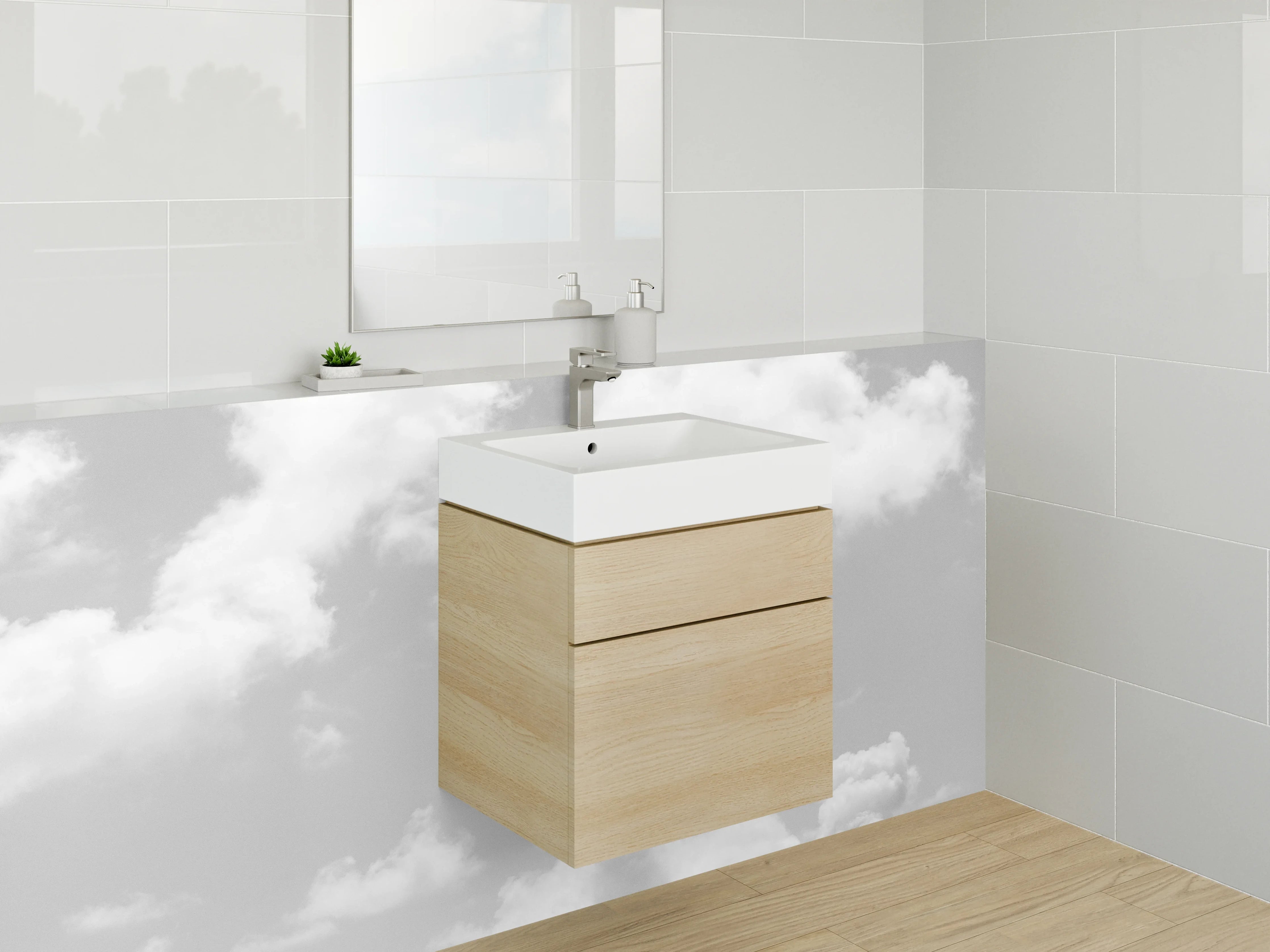 Waschbecken-Rückwand - Schwarz-Weiß Wolken über Meer Kunstfoto