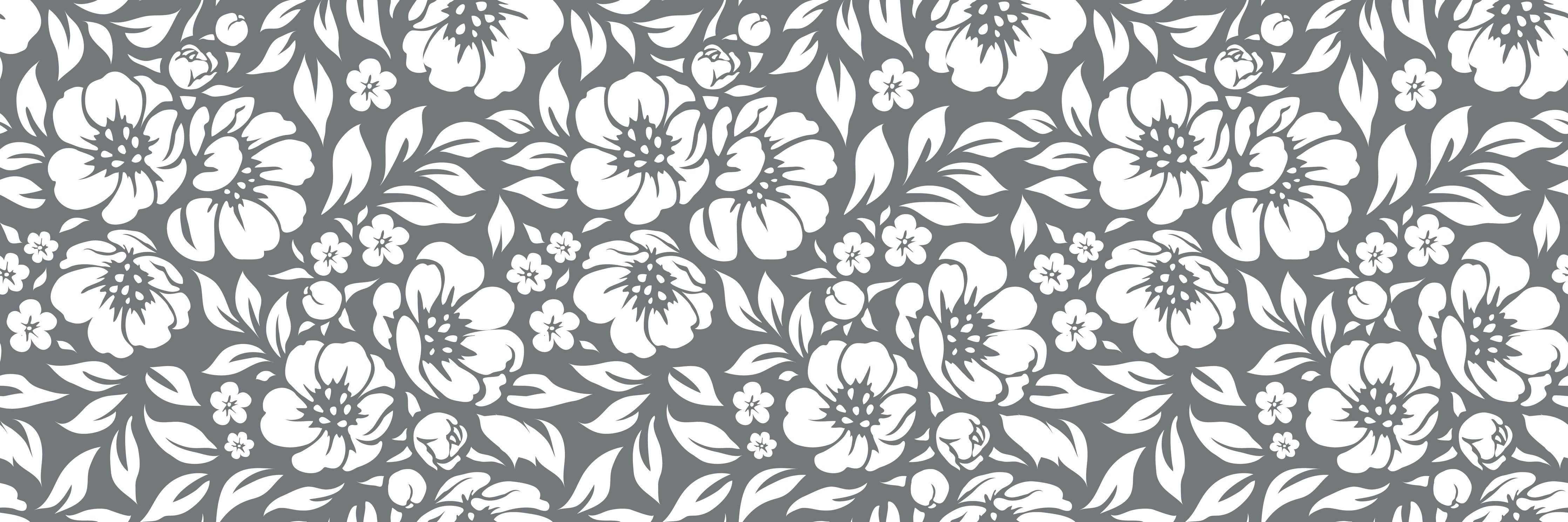Waschbecken-Rückwand-Schwarz-Weiße Blumen Muster Design