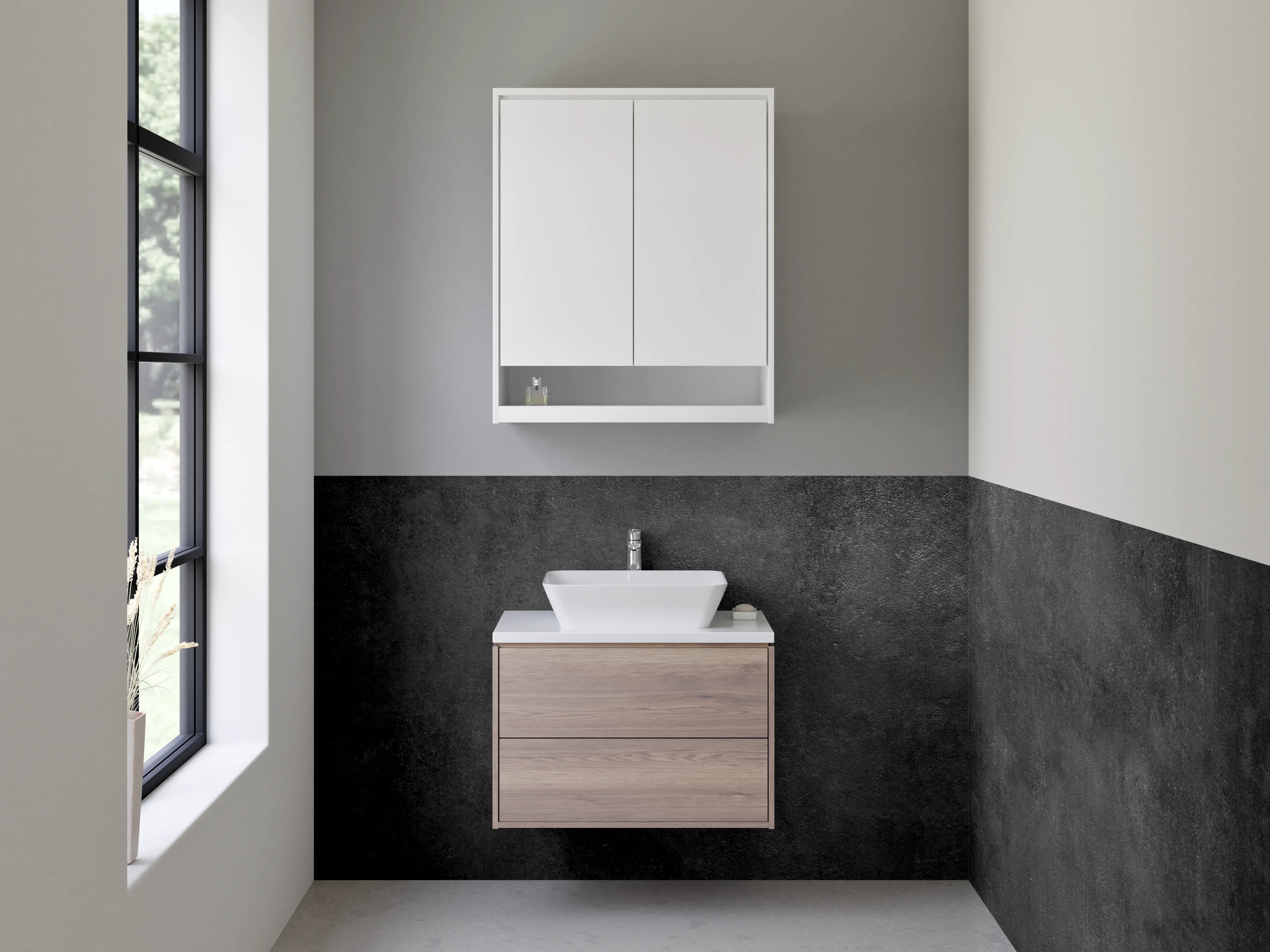 Waschbecken-Rückwand - Schwarze Betonoptik für Küchenrückwand