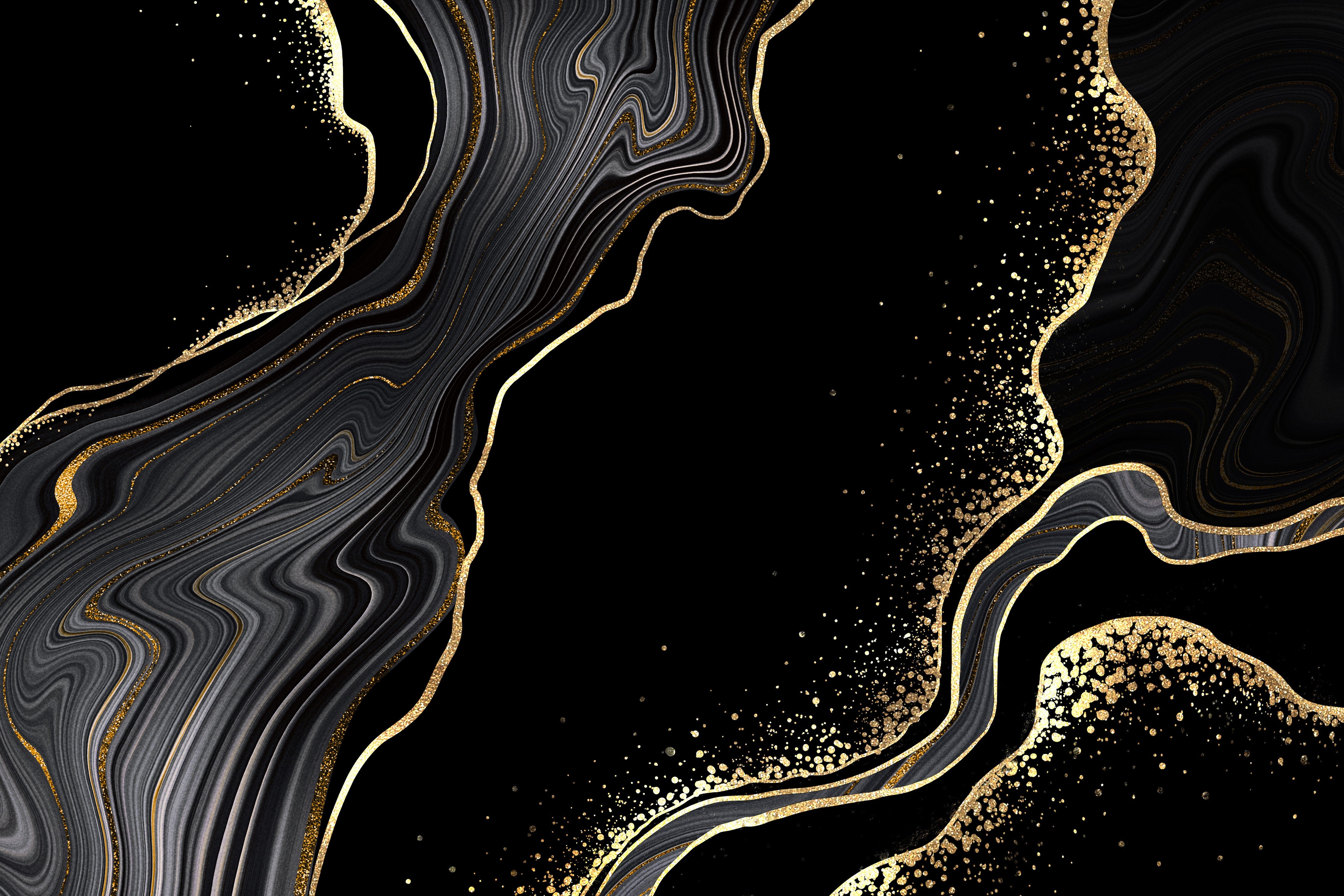 Waschbecken-Rückwand-Schwarze Marmoroptik mit Goldakzent