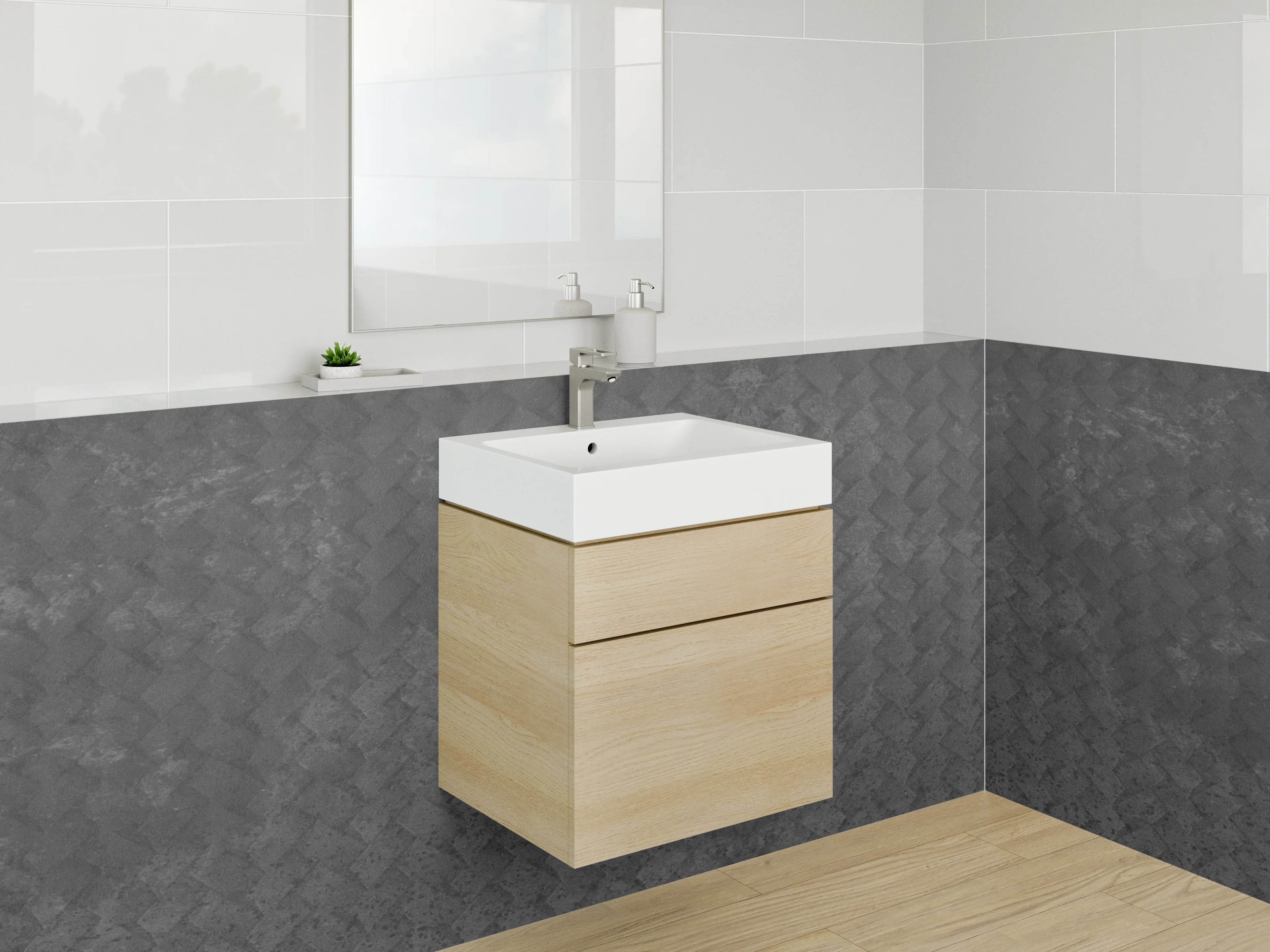 Waschbecken-Rückwand - Schwarze Schuppenstruktur Design