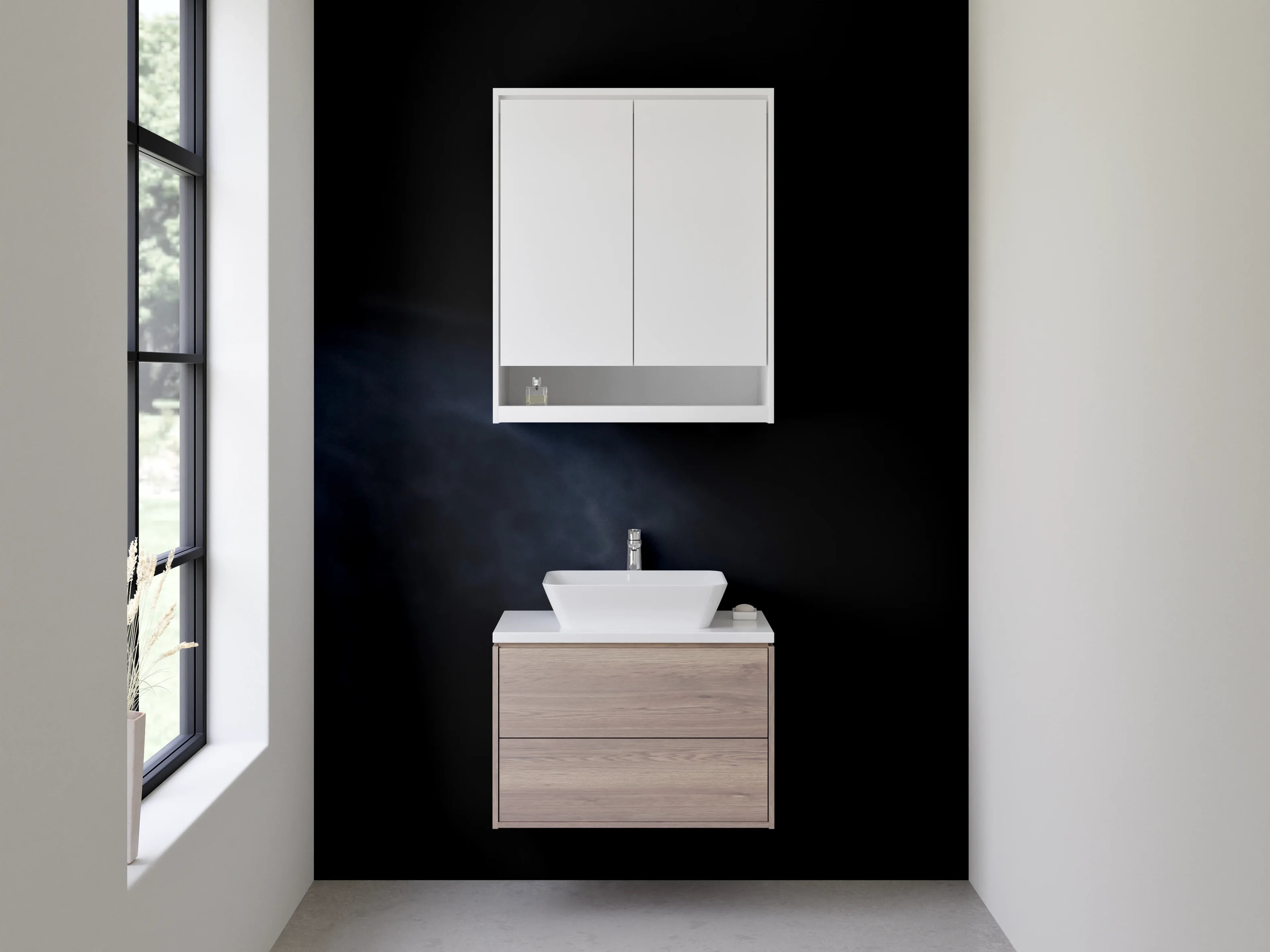 Waschbecken-Rückwand - Schwarzer Panther auf dunklem Hintergrund