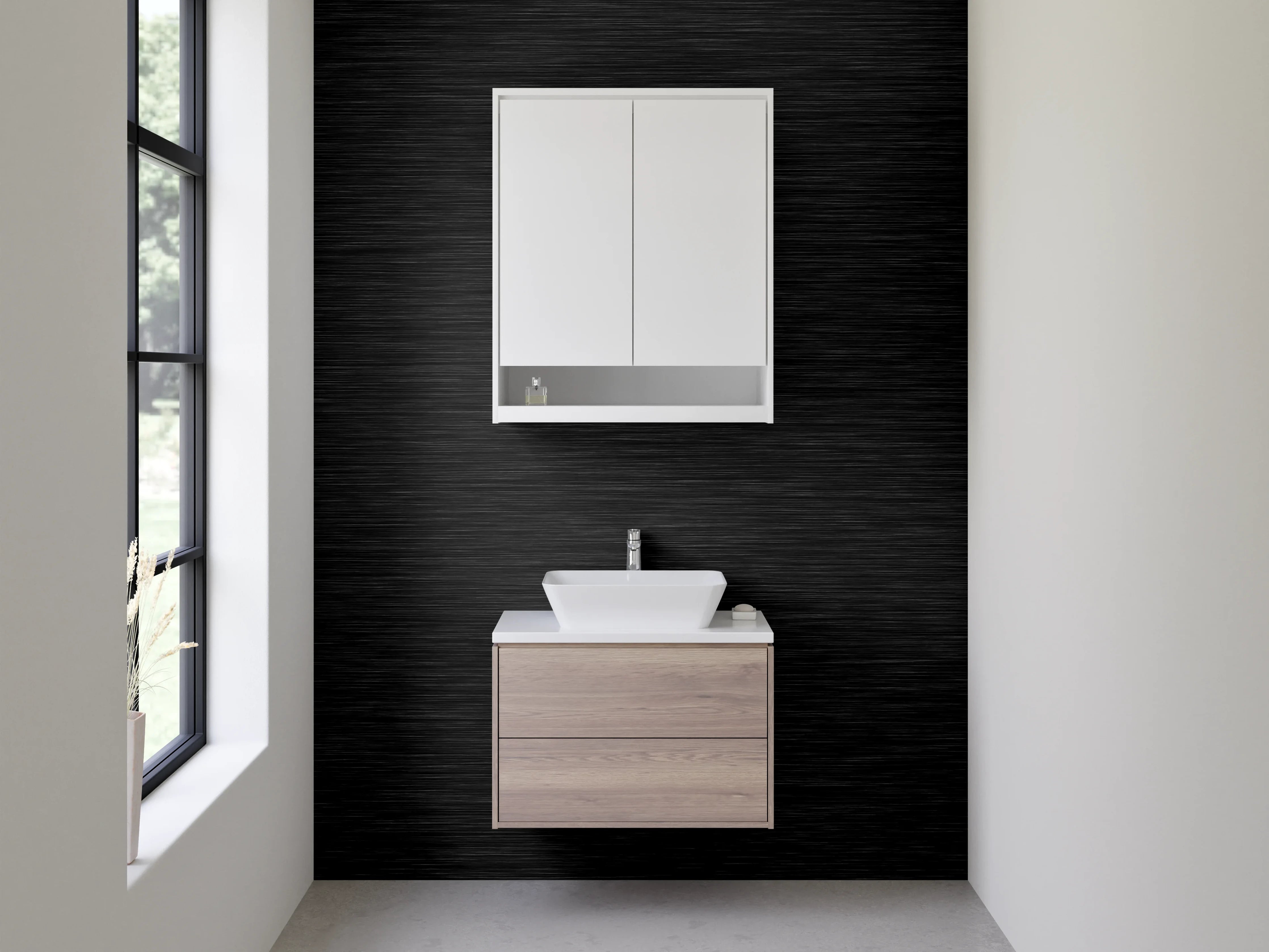 Waschbecken-Rückwand - Schwarzes Metall gebürstet modern