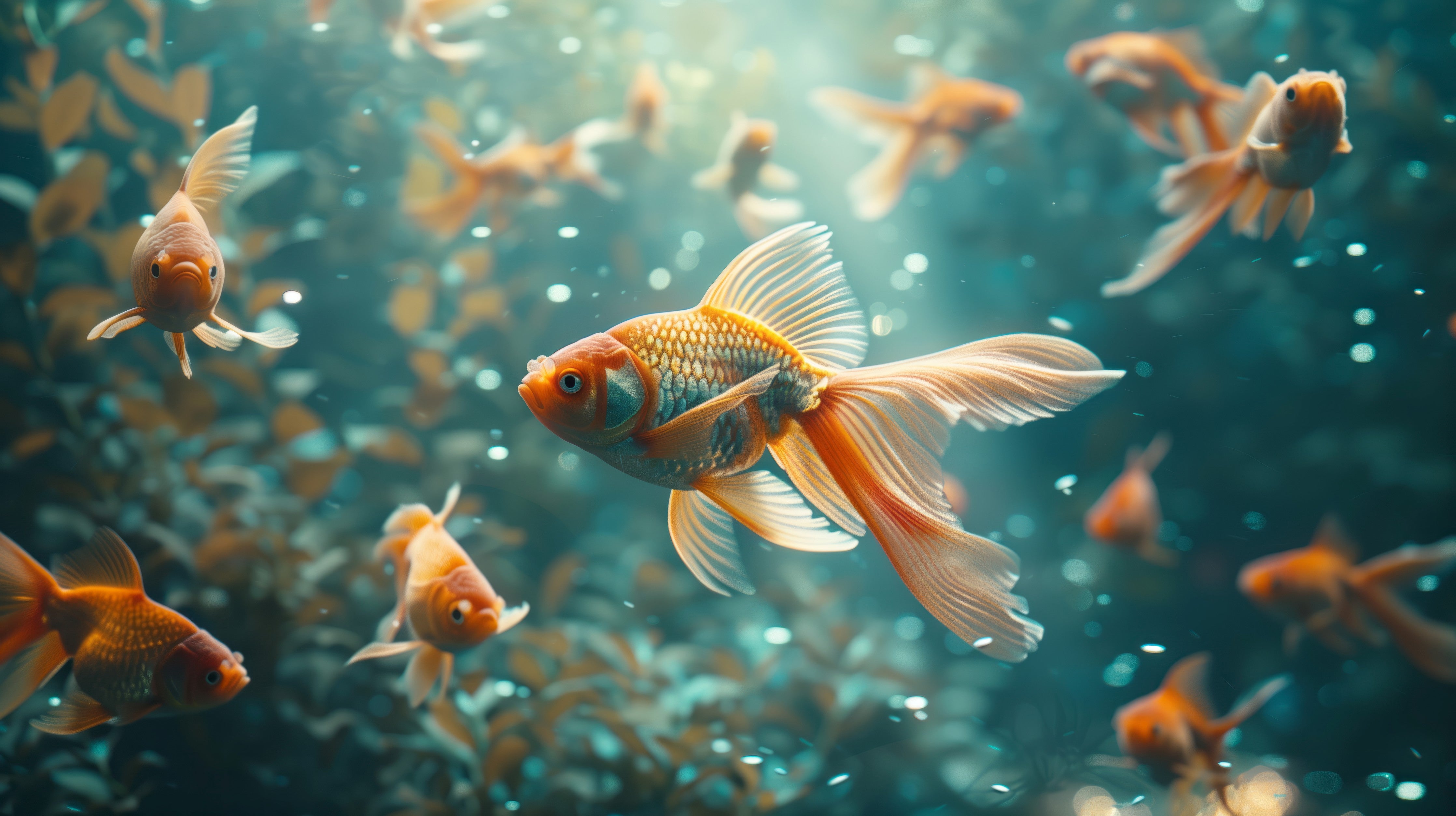Waschbecken-Rückwand-Schwimmende Goldfische im Wasser