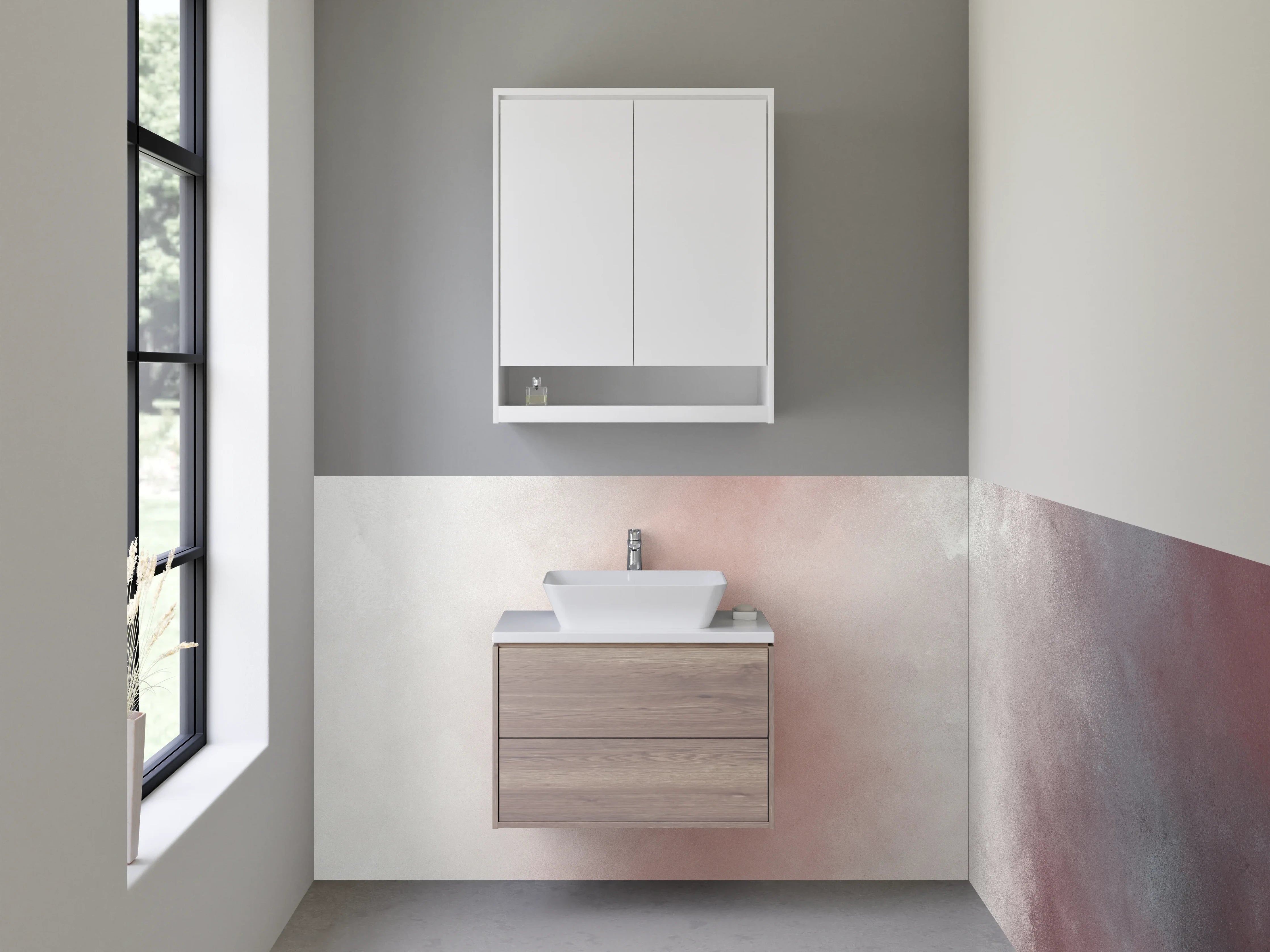 Waschbecken-Rückwand - Silber & Aschgrau Marmor-Optik