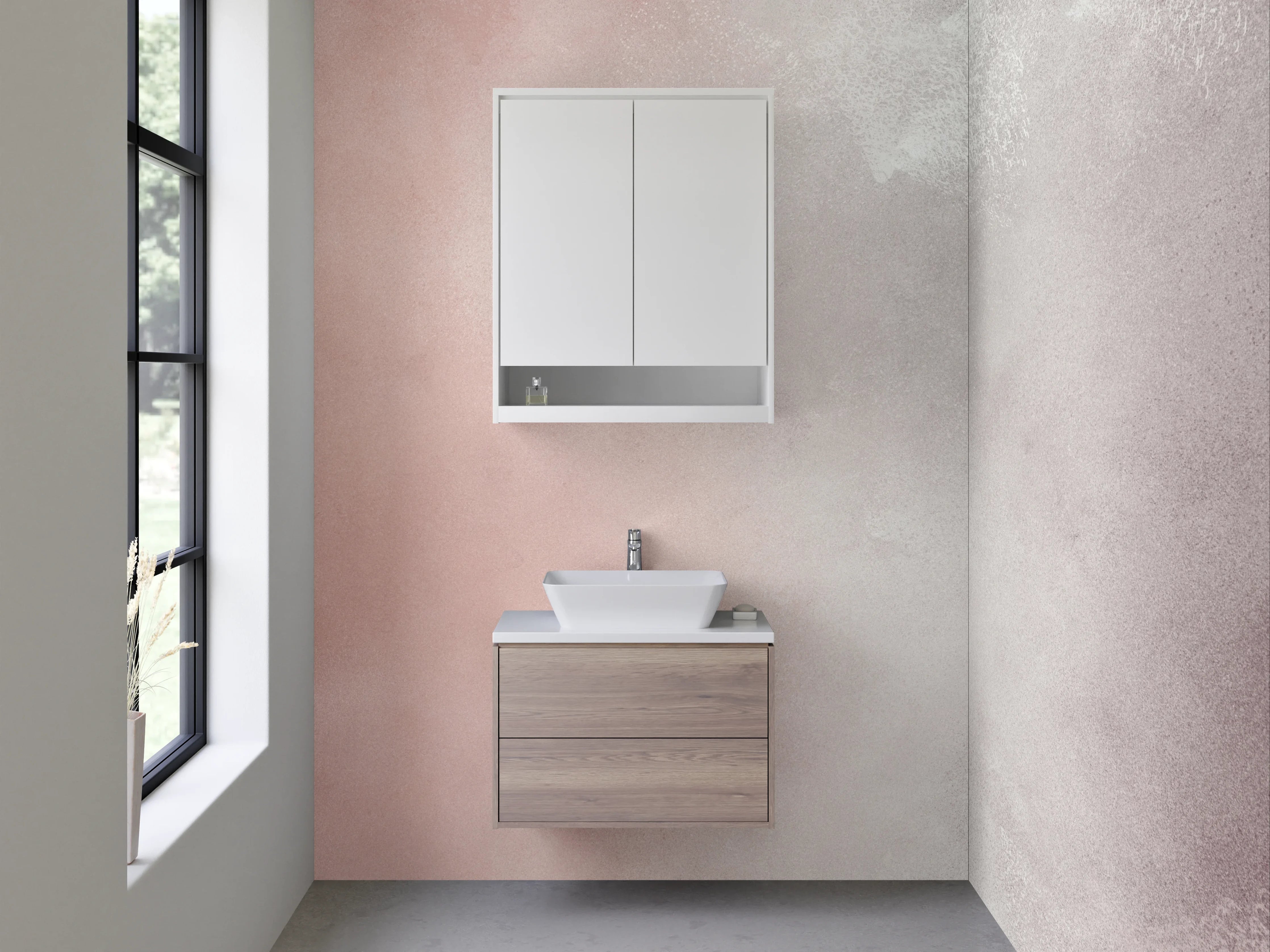 Waschbecken-Rückwand - Silber & Aschgrau Marmor-Optik