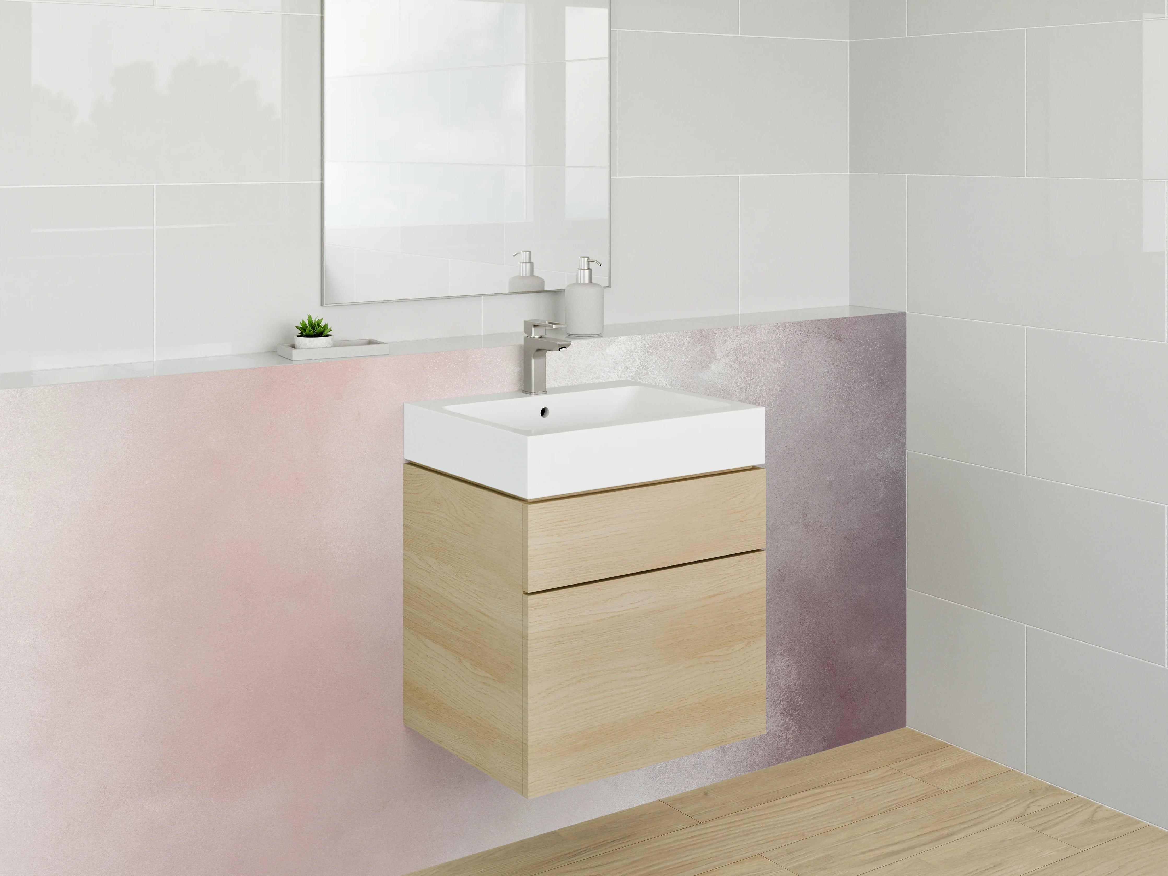 Waschbecken-Rückwand - Silber & Aschgrau Marmor-Optik