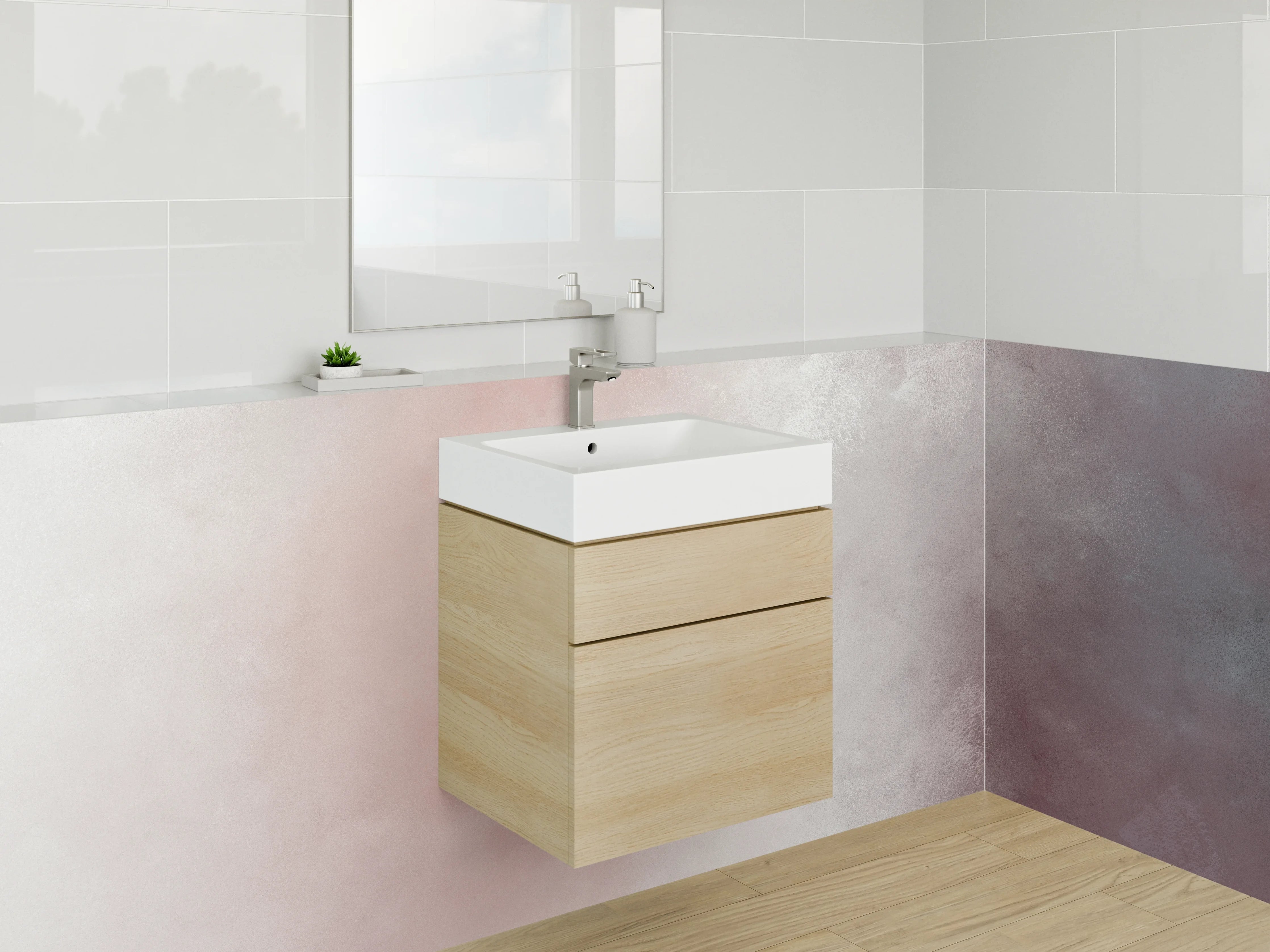 Waschbecken-Rückwand - Silber & Aschgrau Marmor-Optik