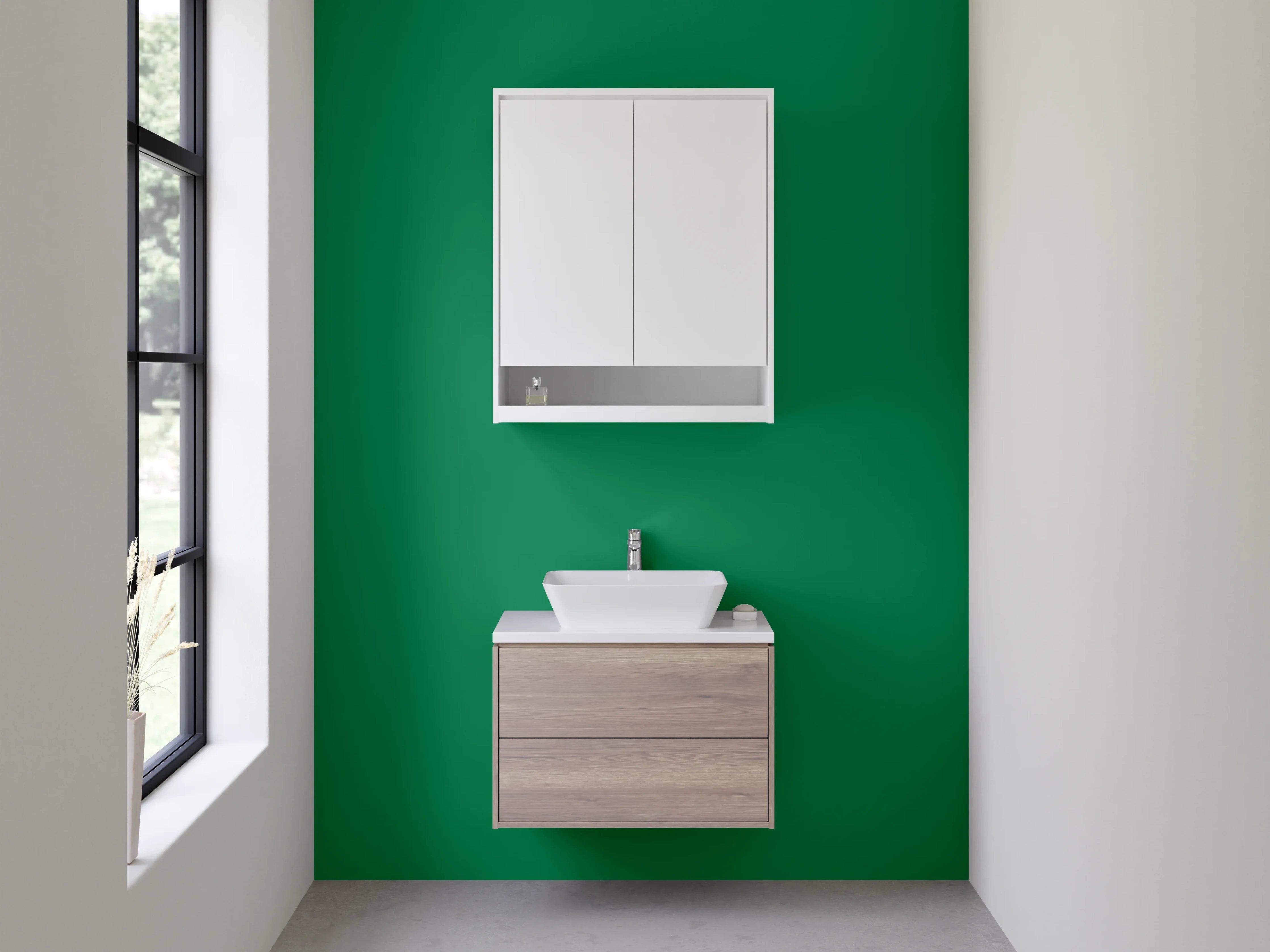 Waschbecken-Rückwand - Silbergrau auf Eisweiß