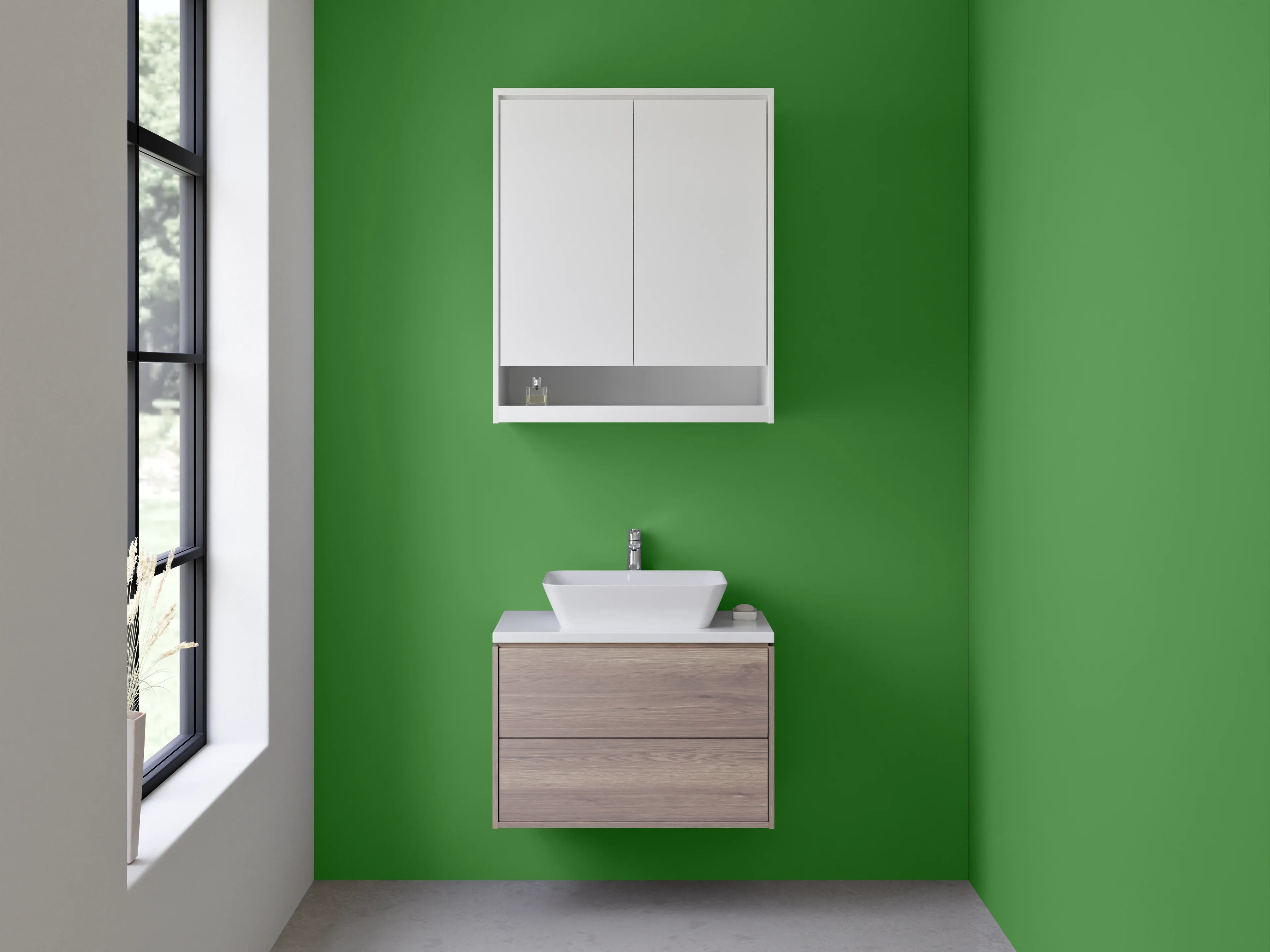 Waschbecken-Rückwand - Silbergrau auf Schneeweiß