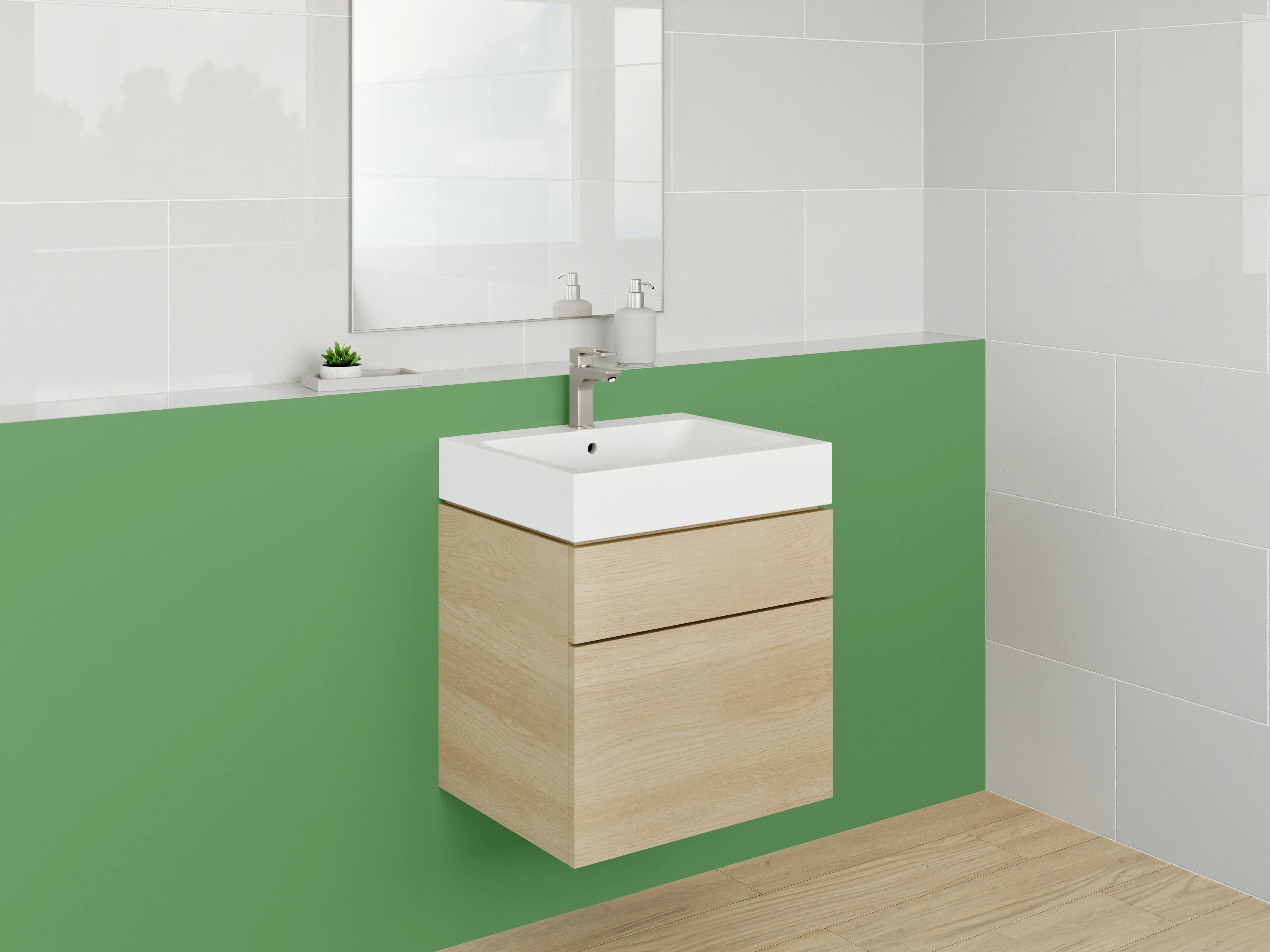 Waschbecken-Rückwand - Silbergrau auf Schneeweiß