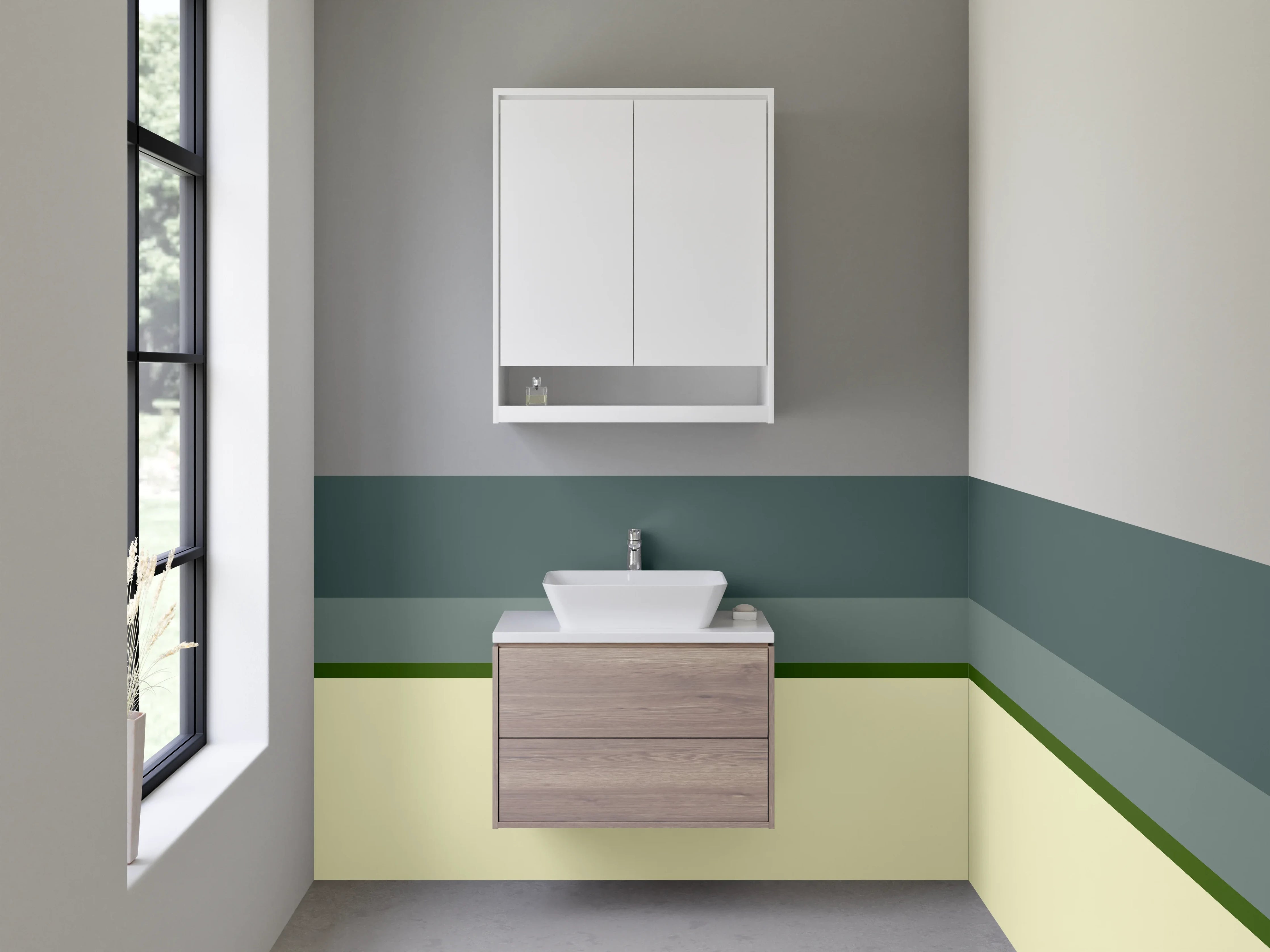 Waschbecken-Rückwand - Silbergrau im Abendlicht