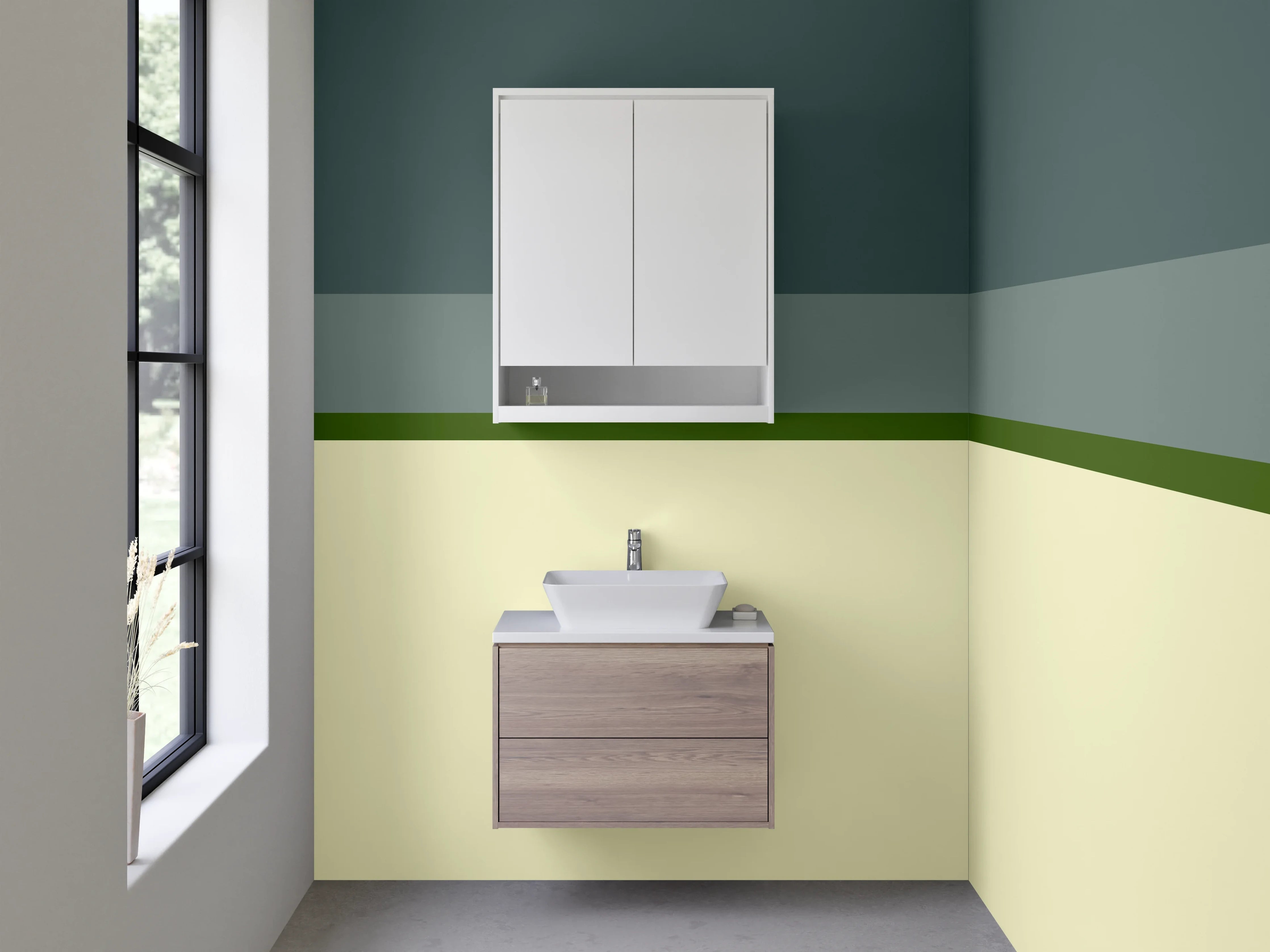 Waschbecken-Rückwand - Silbergrau im Abendlicht