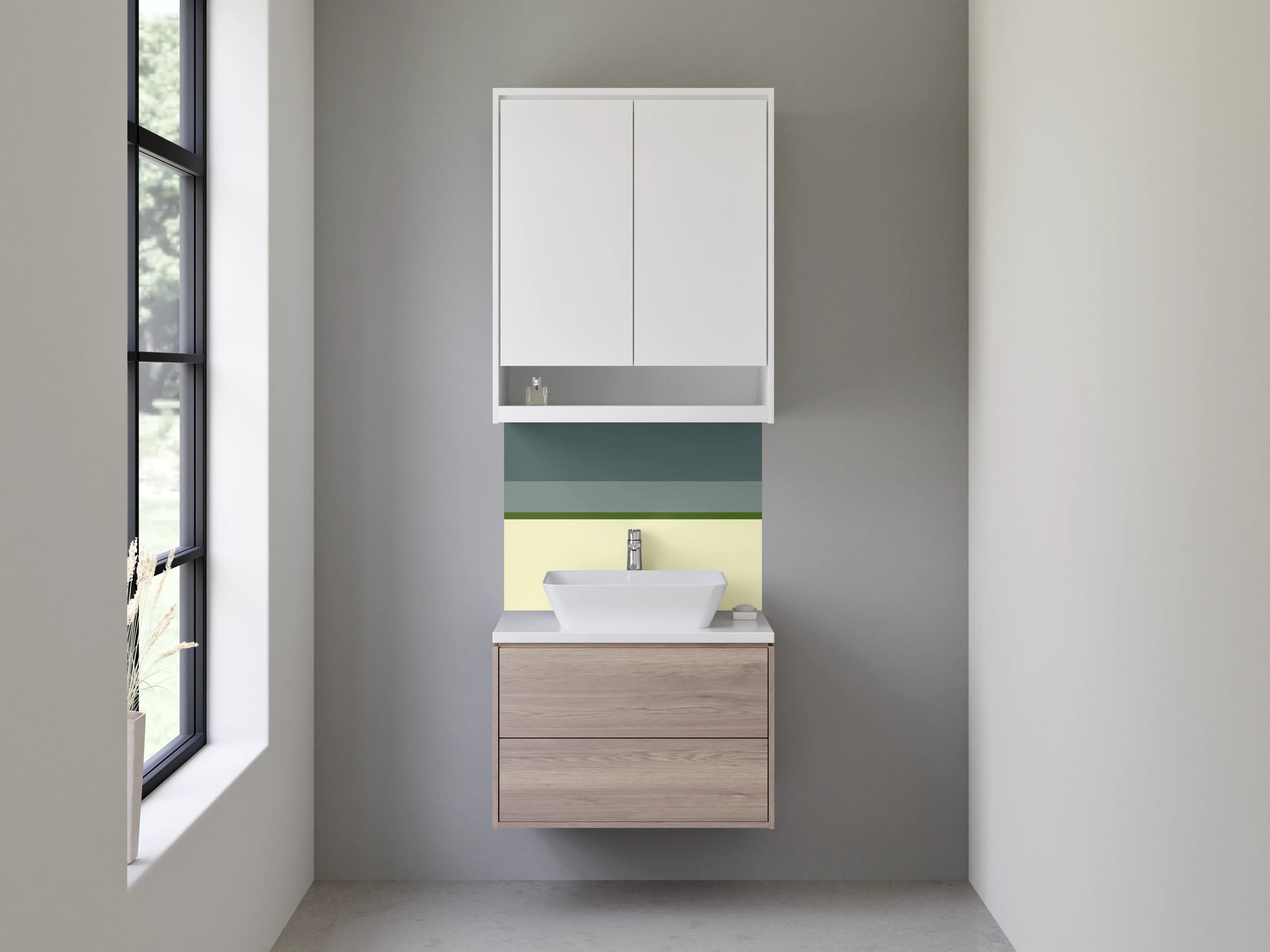 Waschbecken-Rückwand - Silbergrau im Abendlicht