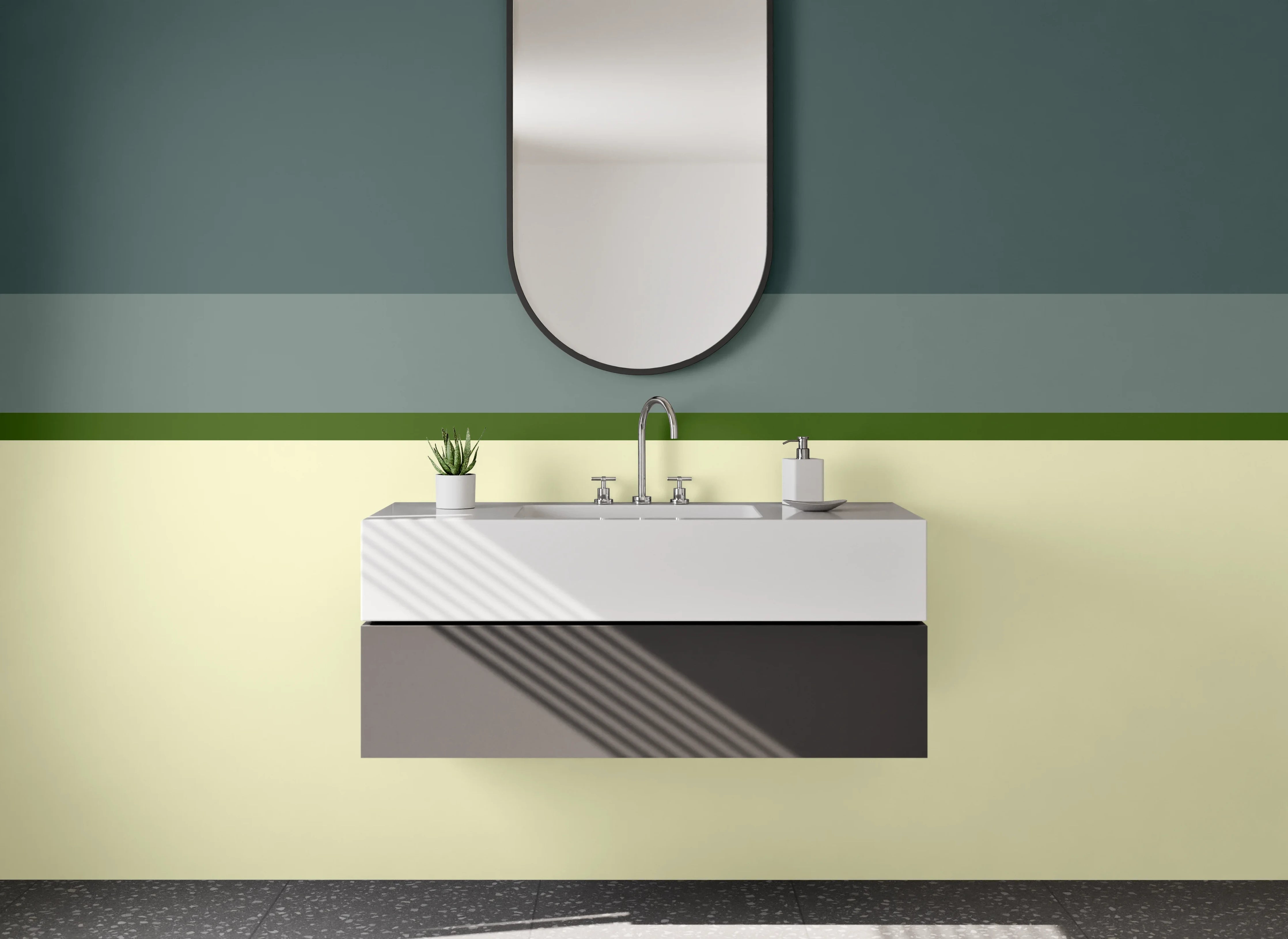 Waschbecken-Rückwand - Silbergrau im Abendlicht