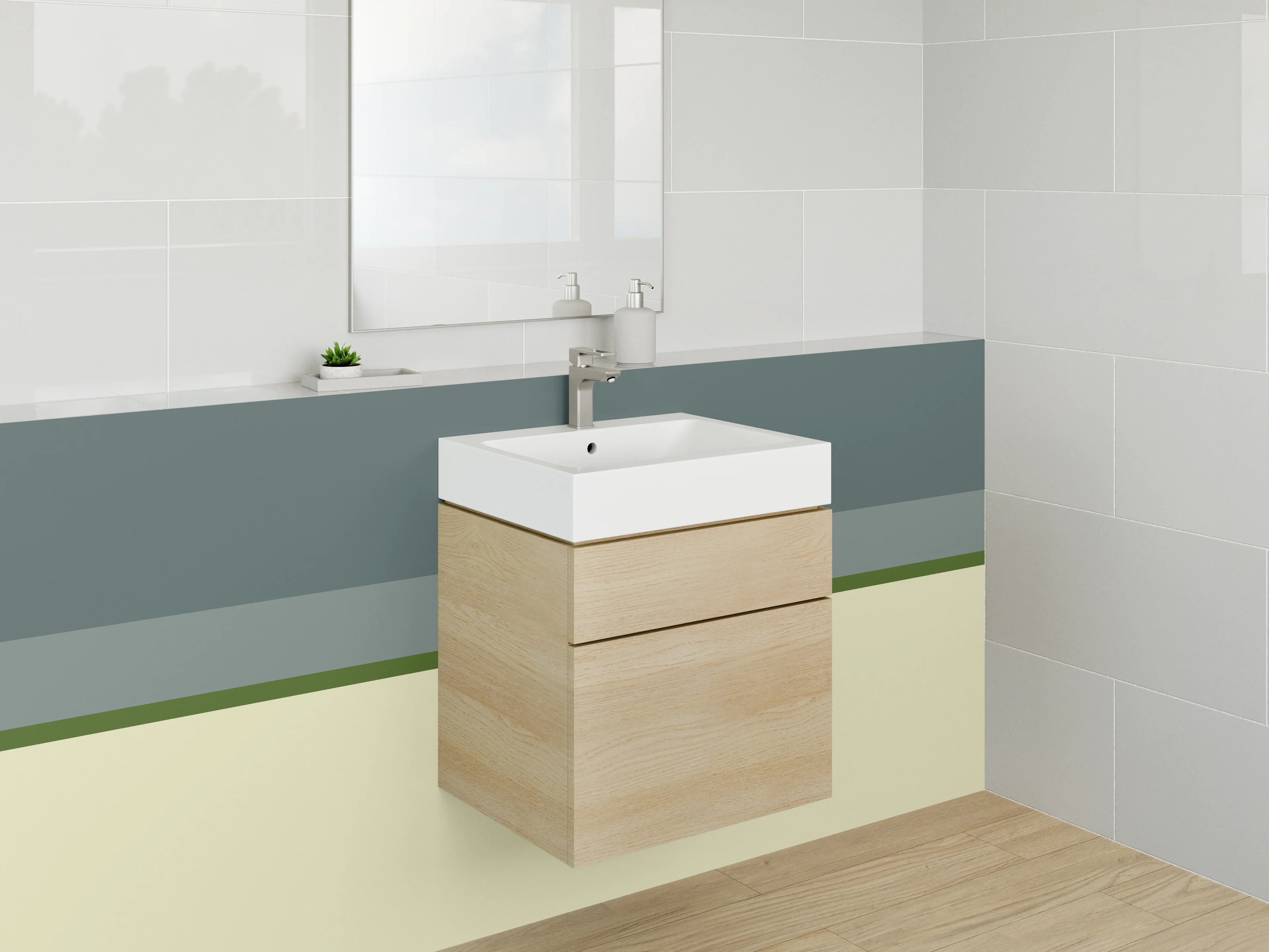 Waschbecken-Rückwand - Silbergrau im Abendlicht