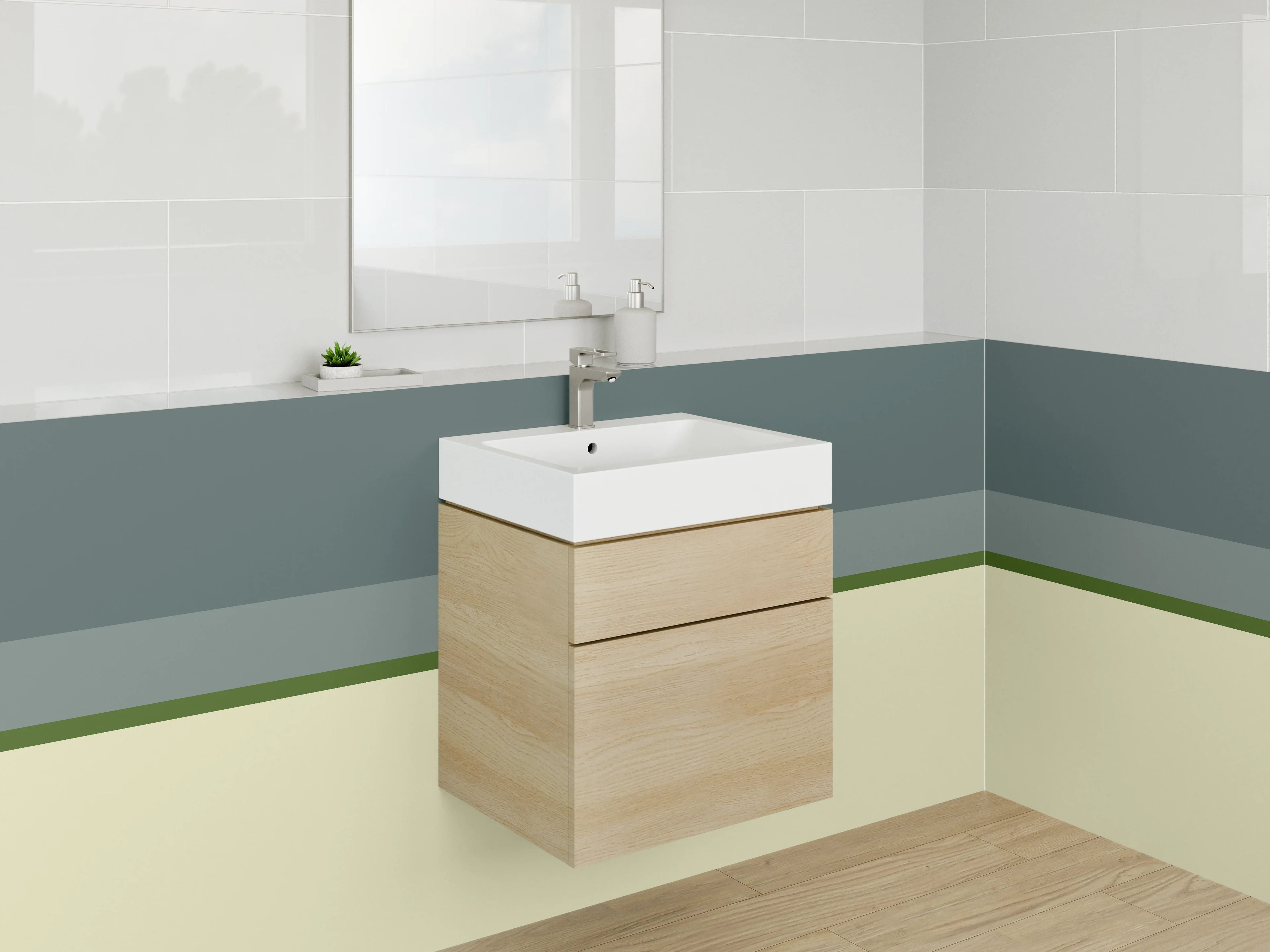 Waschbecken-Rückwand - Silbergrau im Abendlicht