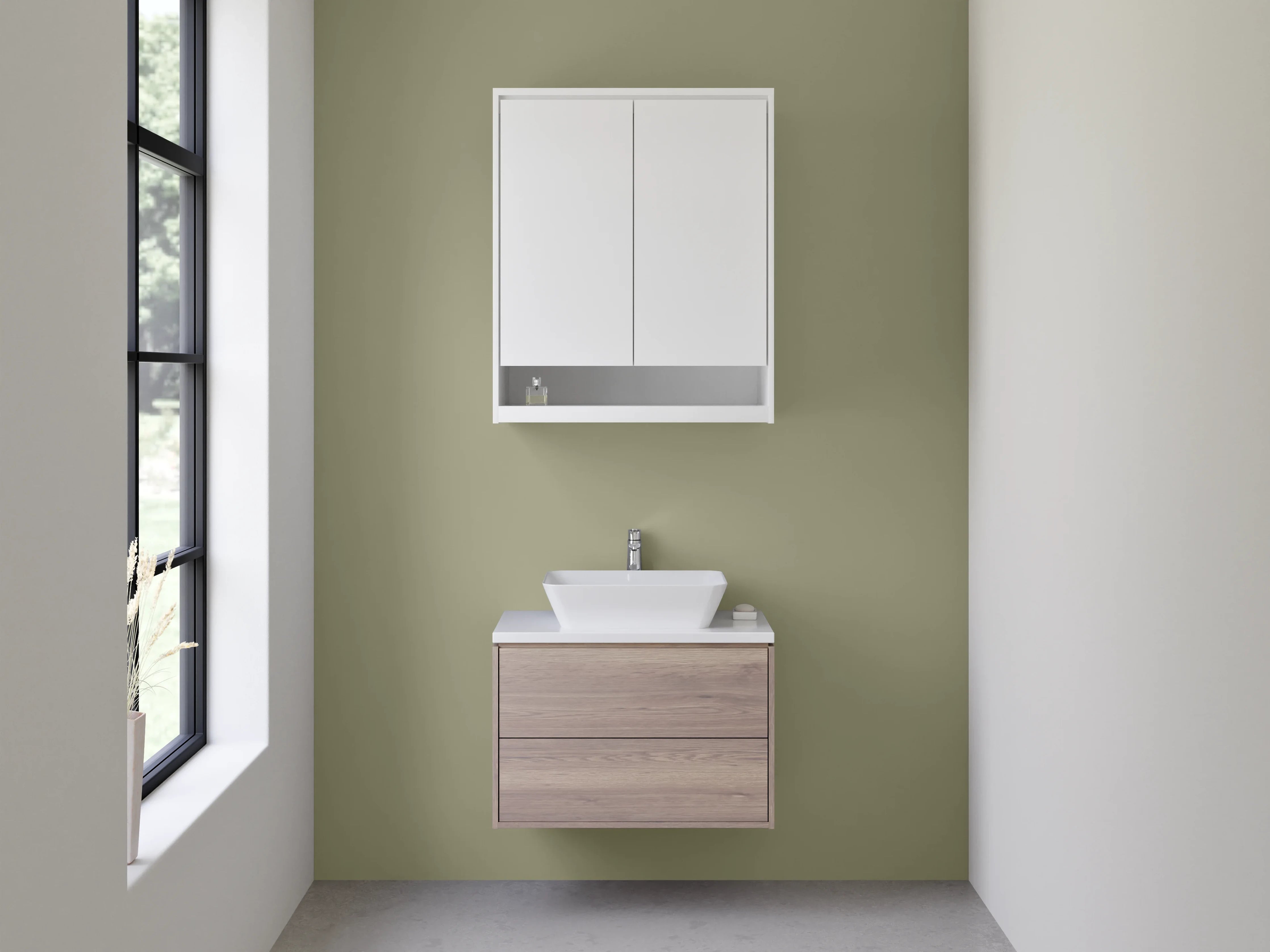 Waschbecken-Rückwand - Silbergraues Licht im Nebel