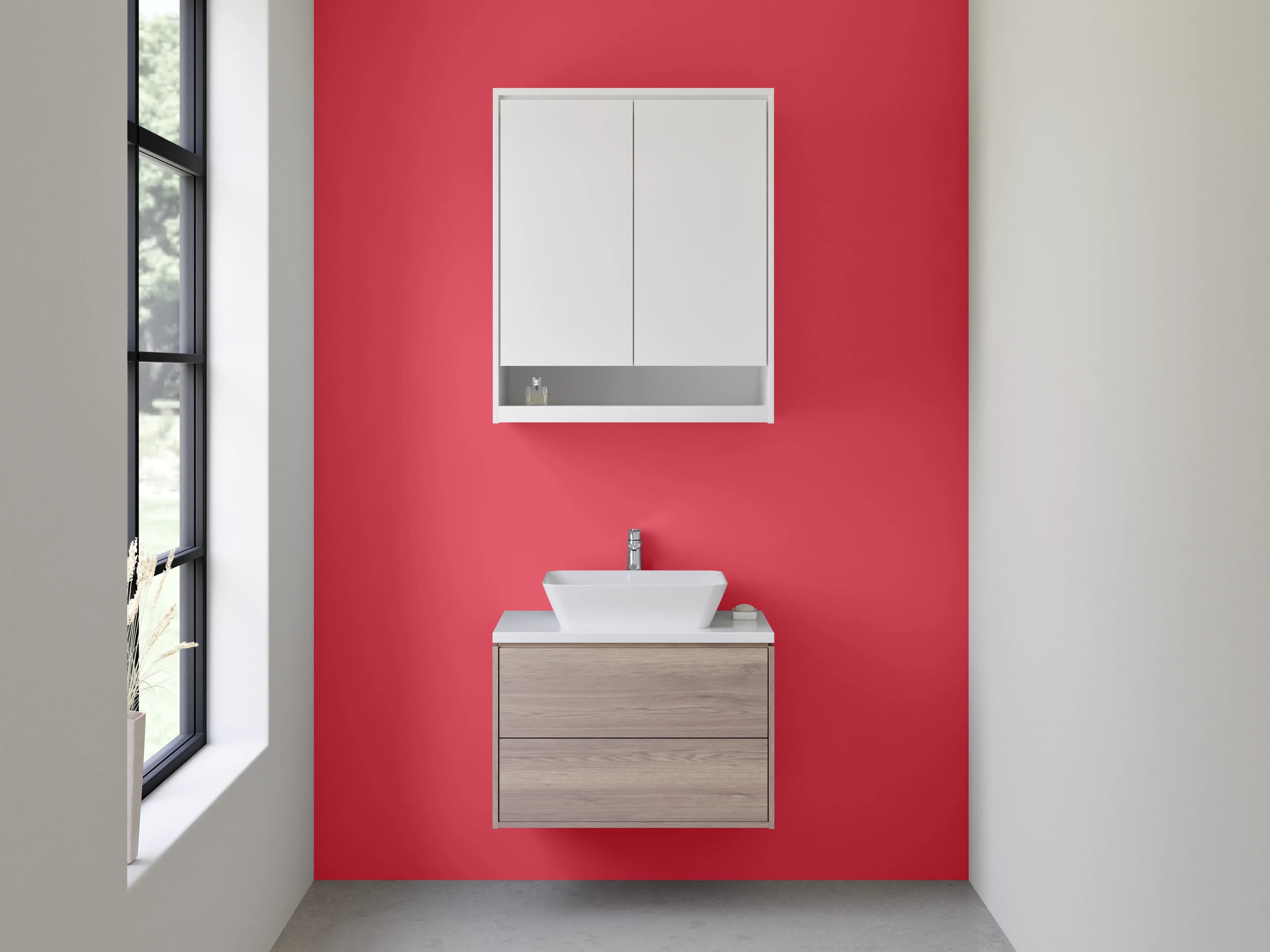 Waschbecken-Rückwand - Silberhauch auf Schneeweiß