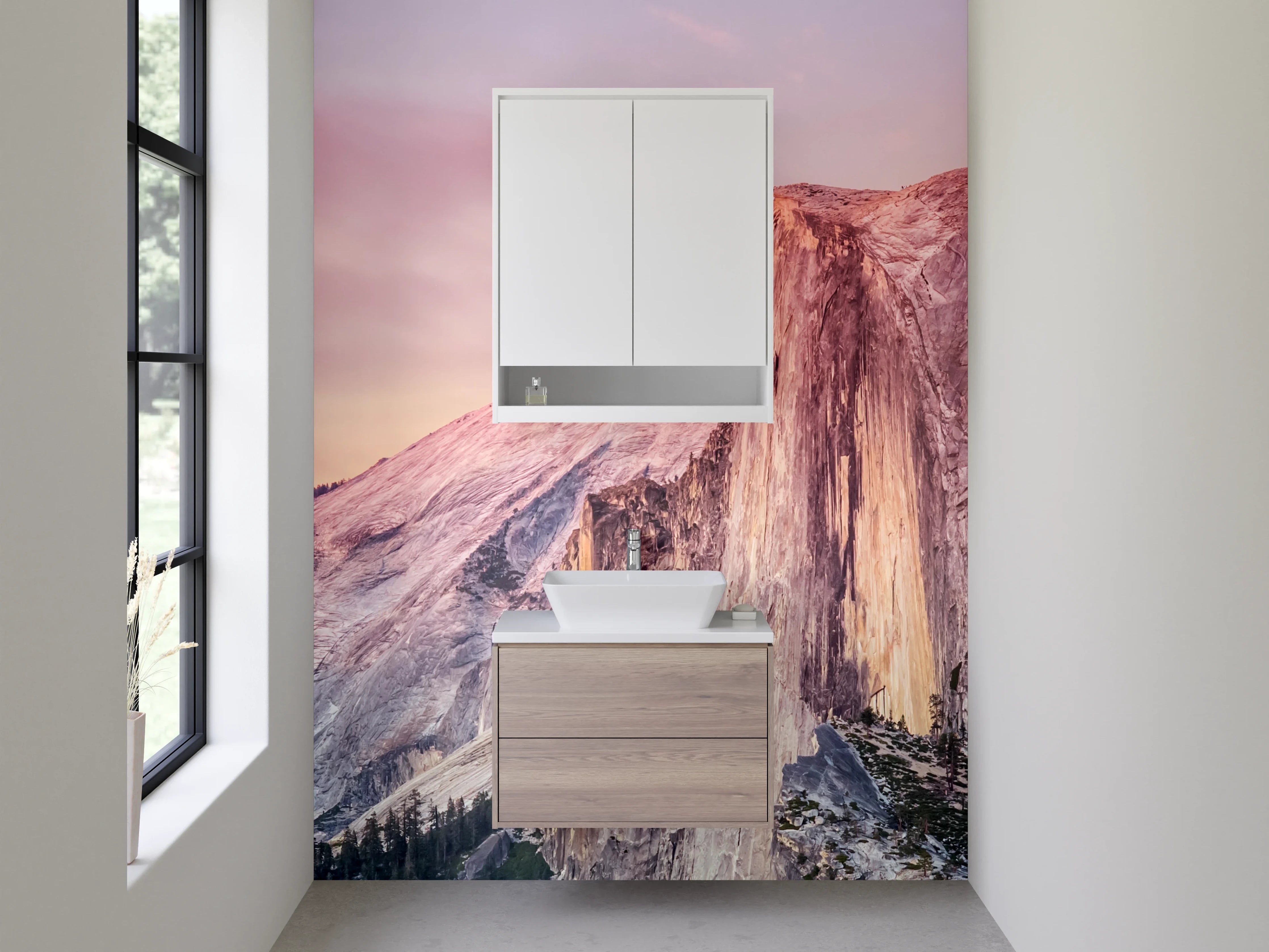 Waschbecken-Rückwand - Silberne Berge im Dämmerlicht