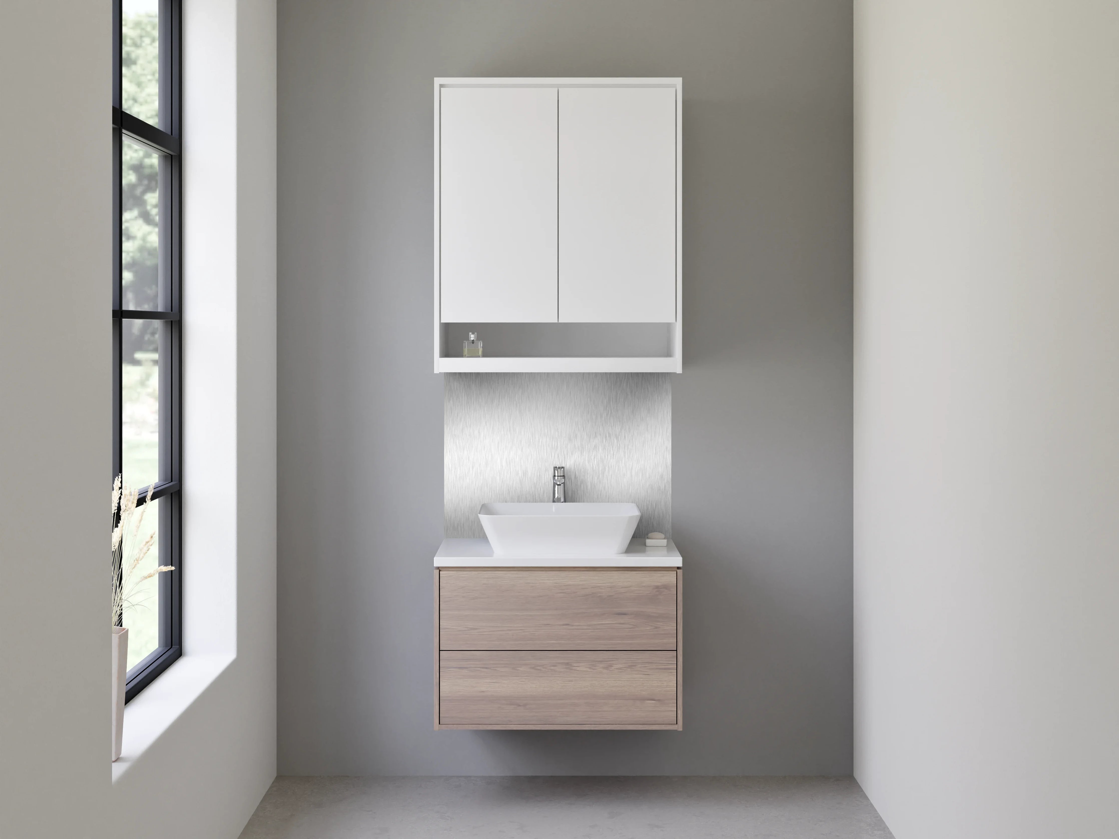 Waschbecken-Rückwand - Silberne Metallic-Oberfläche modern