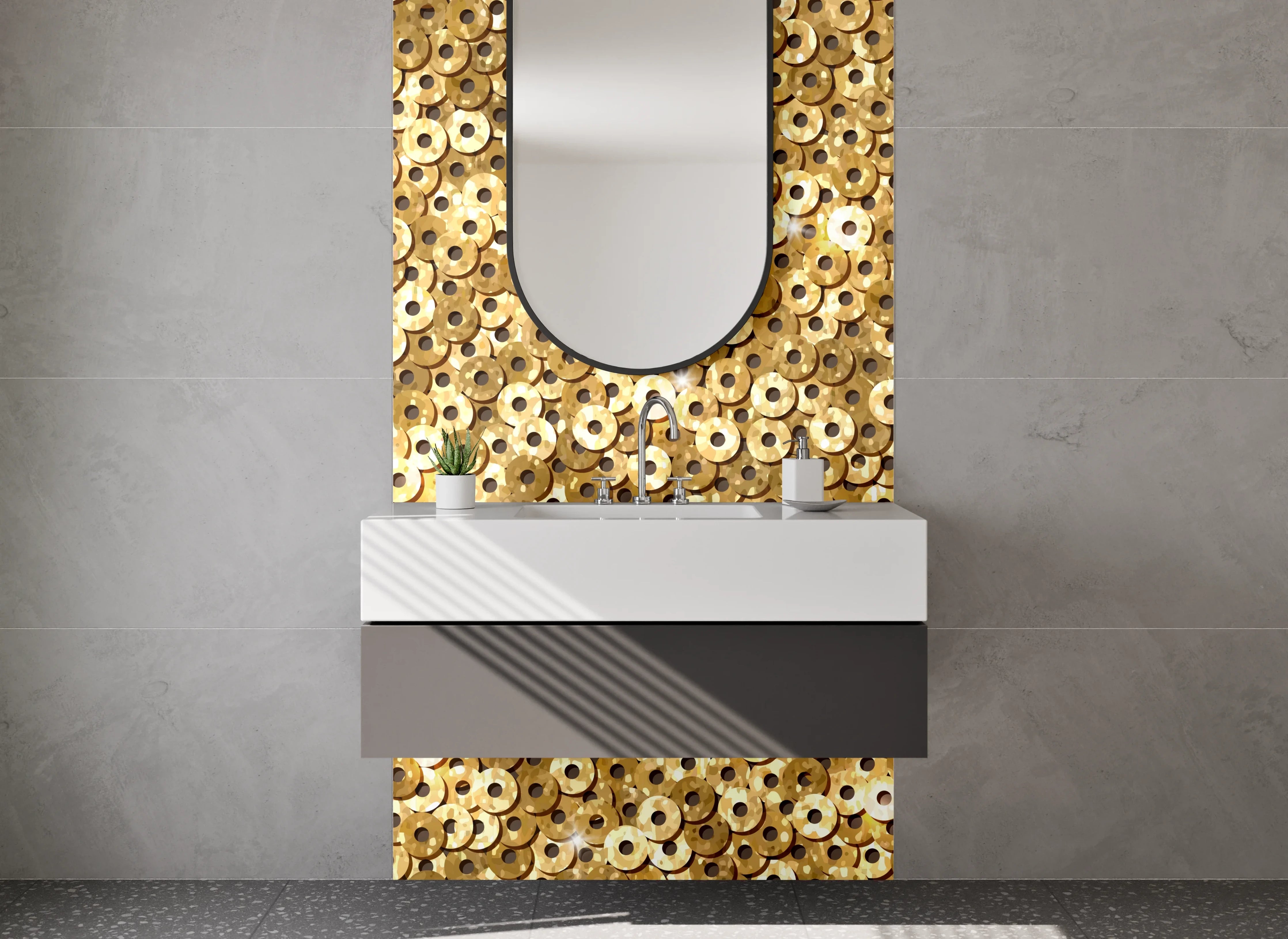 Waschbecken-Rückwand - Silberner Schimmer-Hintergrund