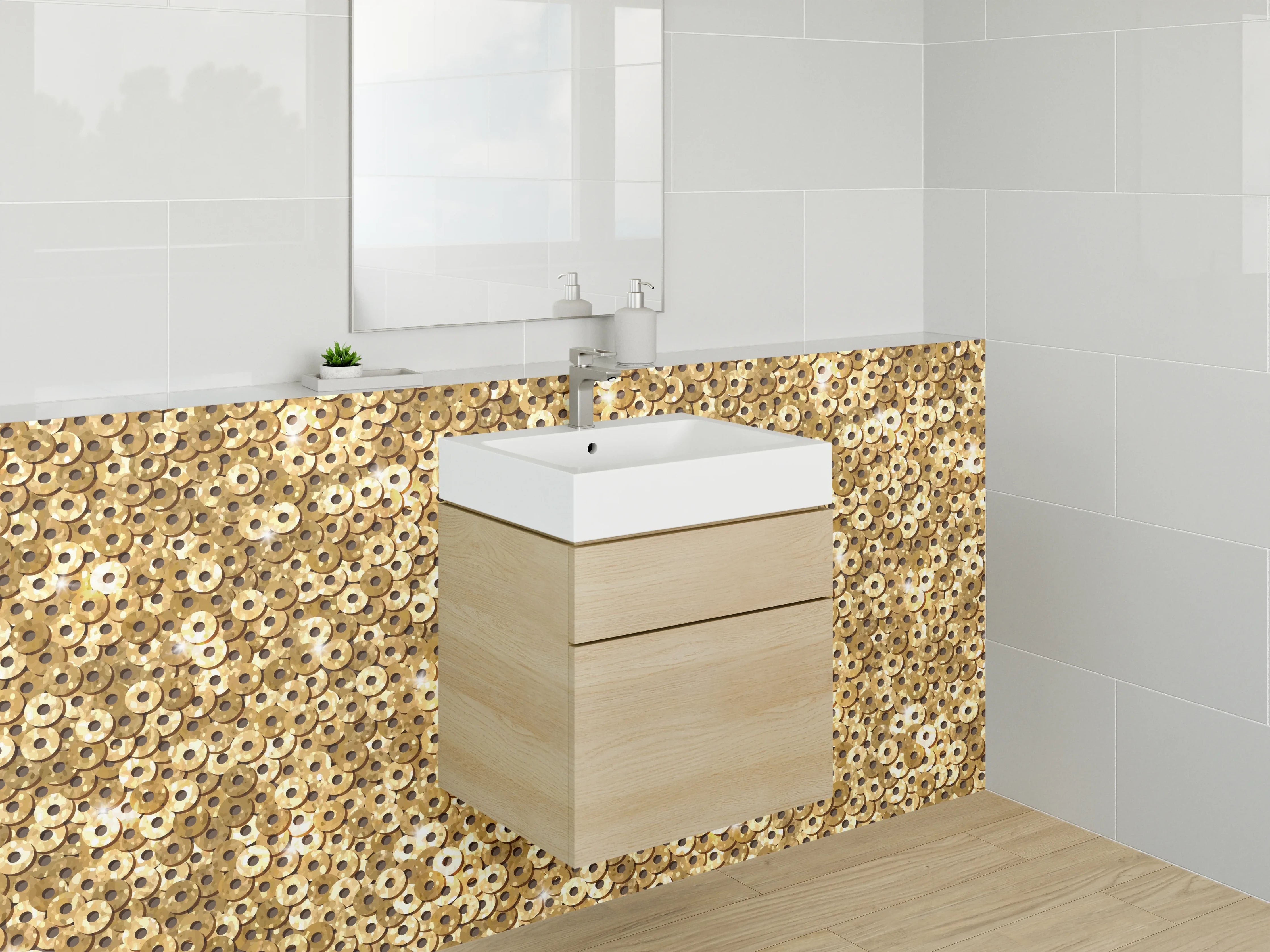 Waschbecken-Rückwand - Silberner Schimmer-Hintergrund