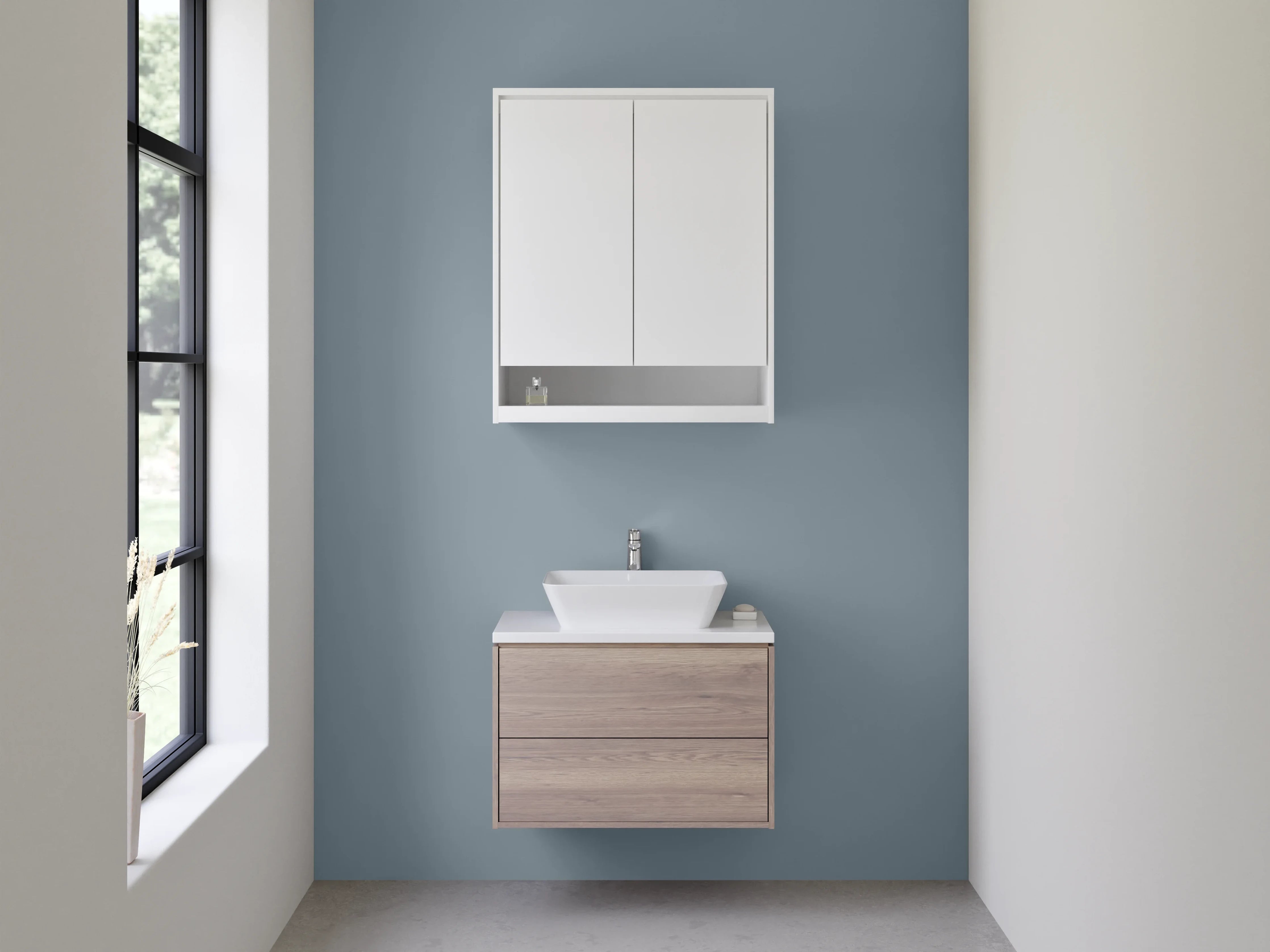 Waschbecken-Rückwand - Silberschimmer im Nebelweiß