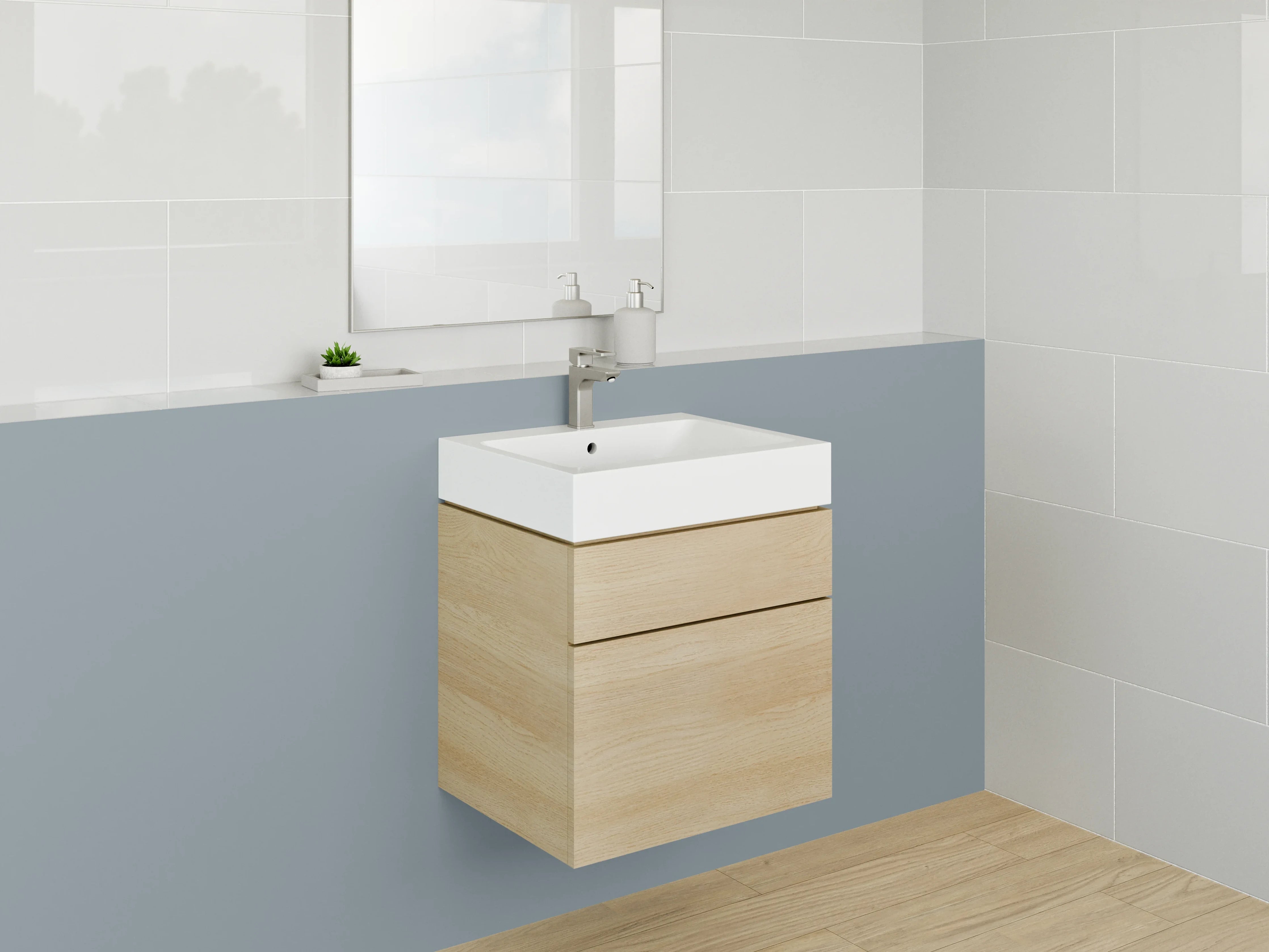 Waschbecken-Rückwand - Silberschimmer im Nebelweiß