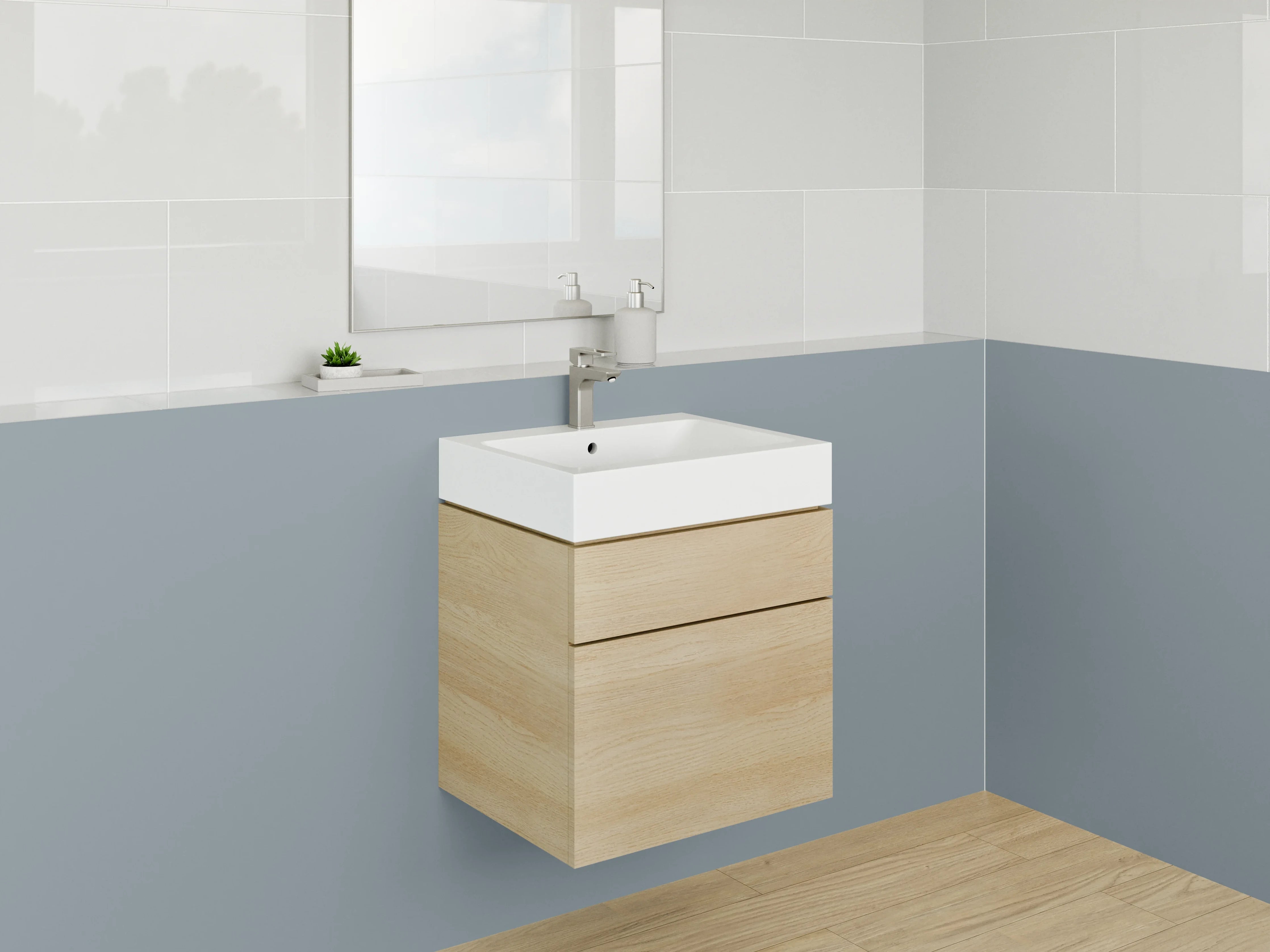 Waschbecken-Rückwand - Silberschimmer im Nebelweiß