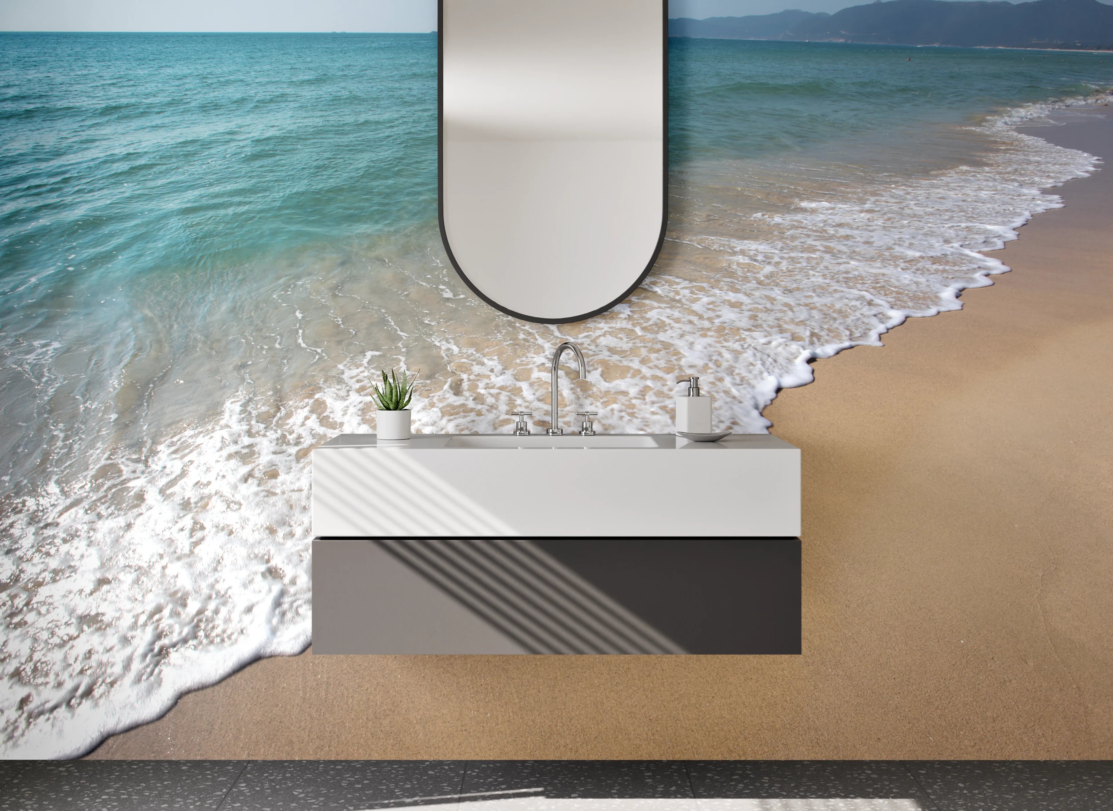 Waschbecken-Rückwand - Sonnenstrand am Meer