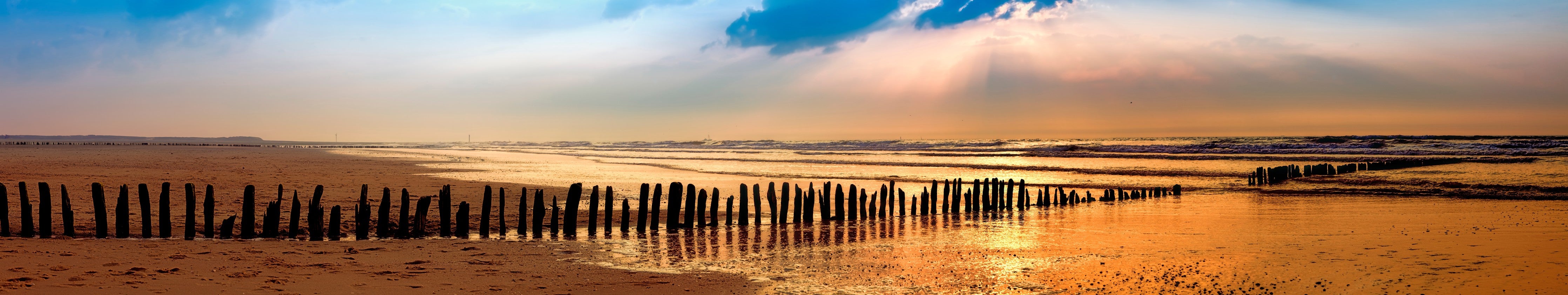 Waschbecken-Rückwand-Sonnenuntergang am Strand Panorama