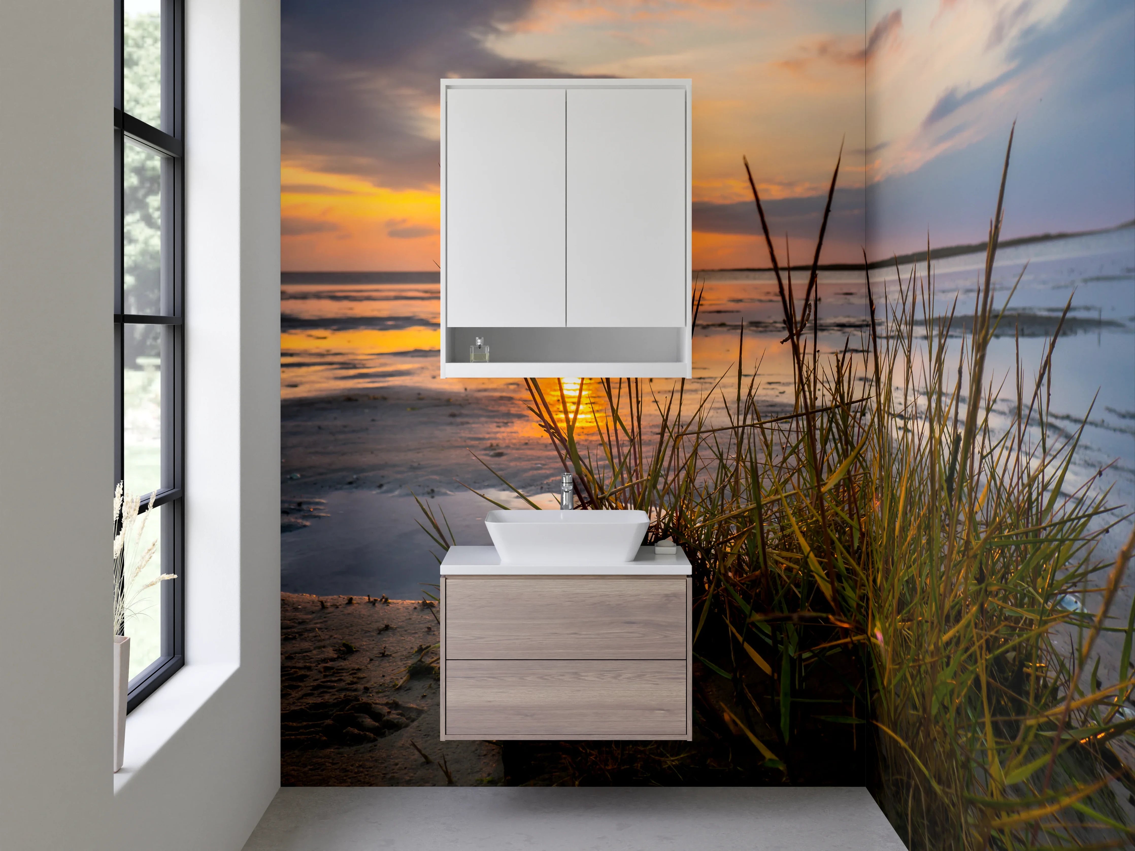 Waschbecken-Rückwand - Sonnenuntergang am Wattenmeer Strand