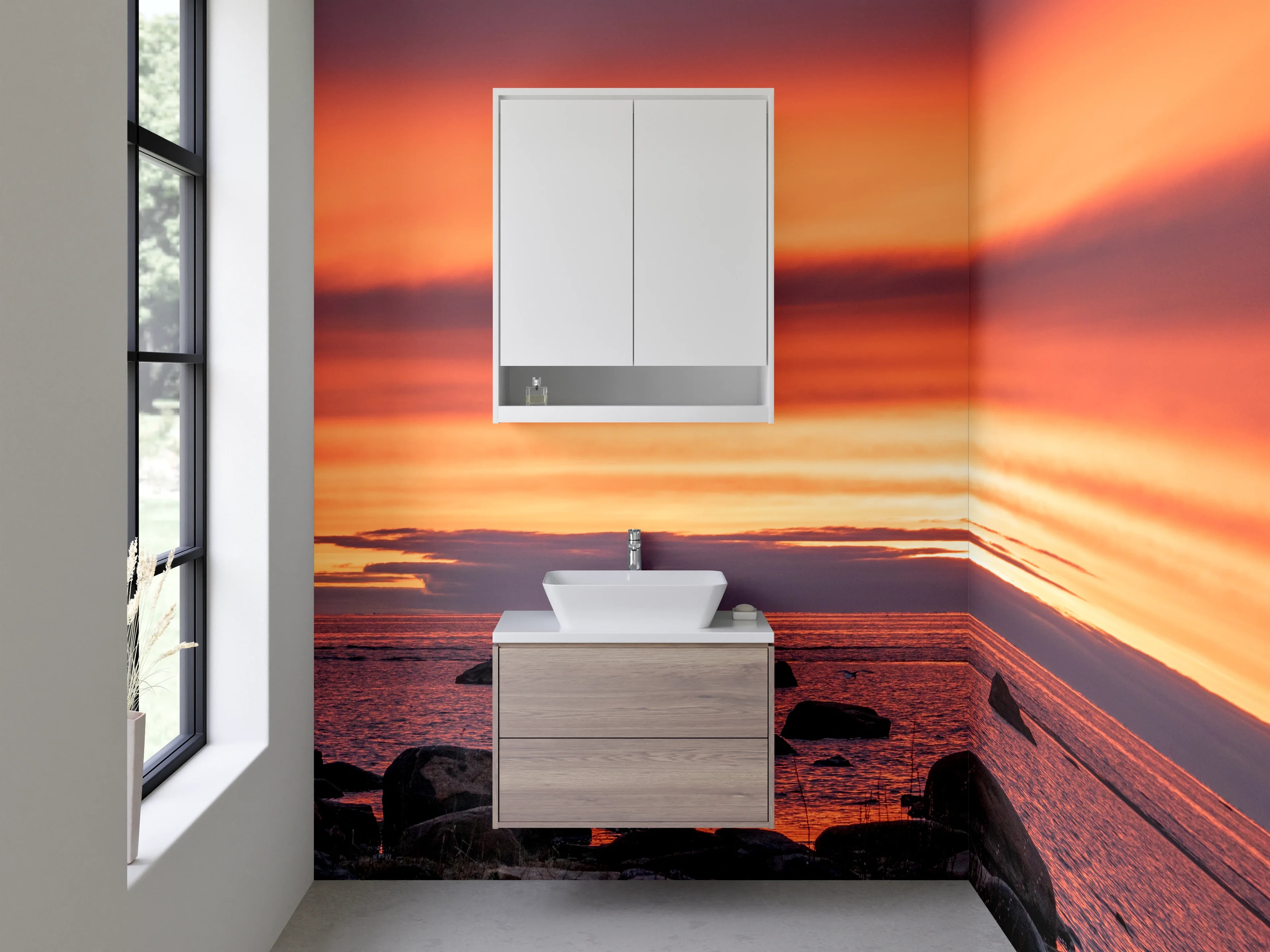 Waschbecken-Rückwand - Sonnenuntergang am ruhigen Meeresufer