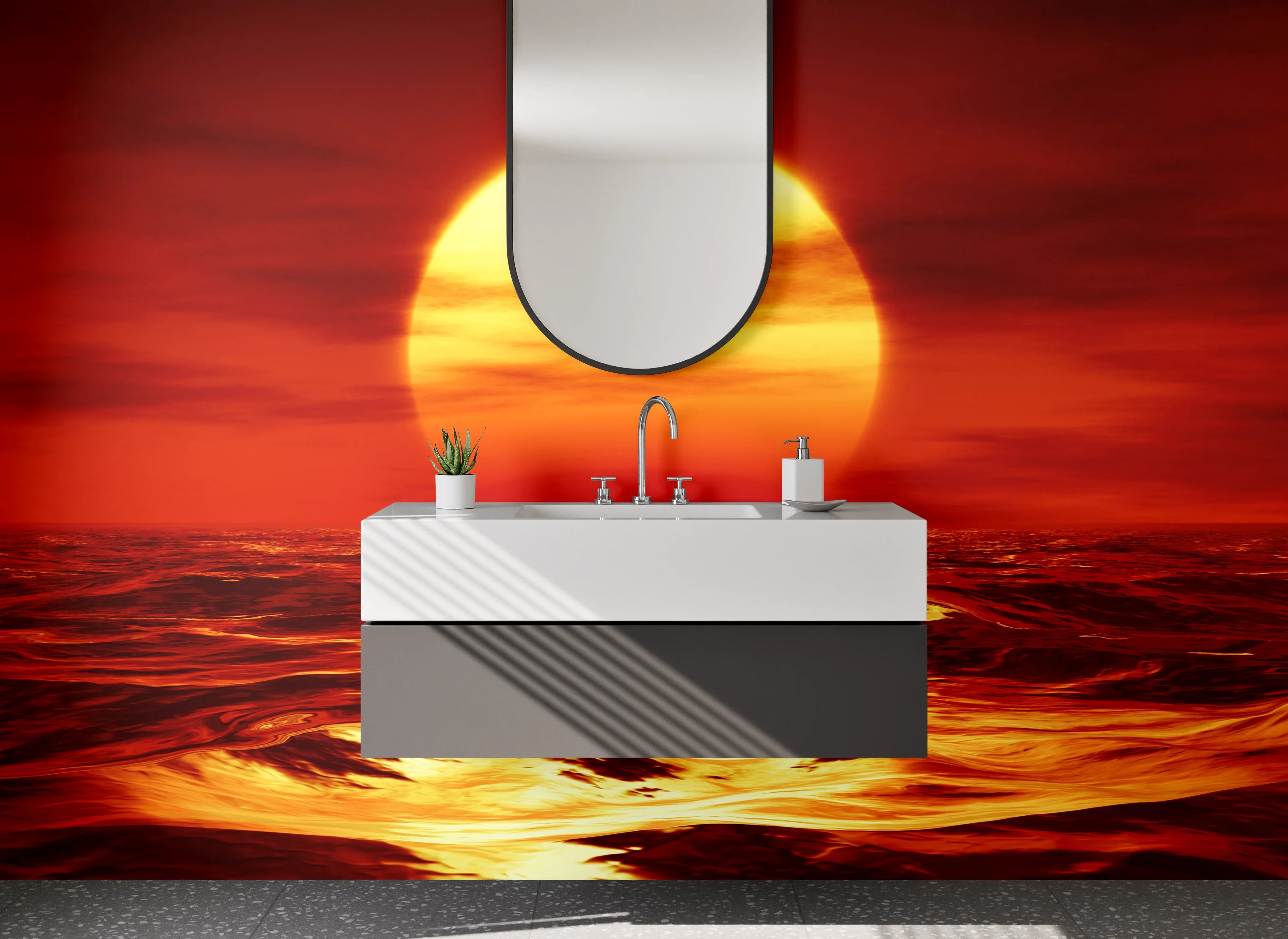 Waschbecken-Rückwand - Sonnenuntergang über dem roten Meer
