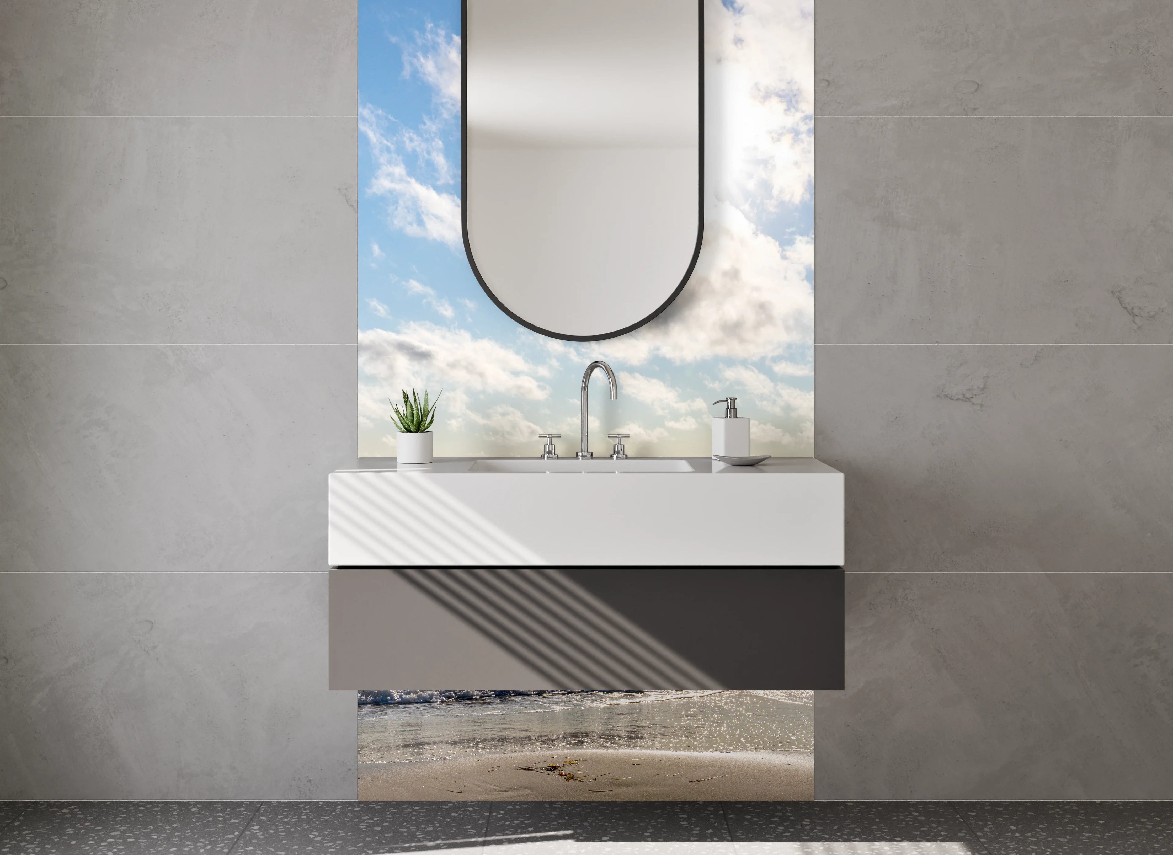 Waschbecken-Rückwand - Sonniger Tag am Strand