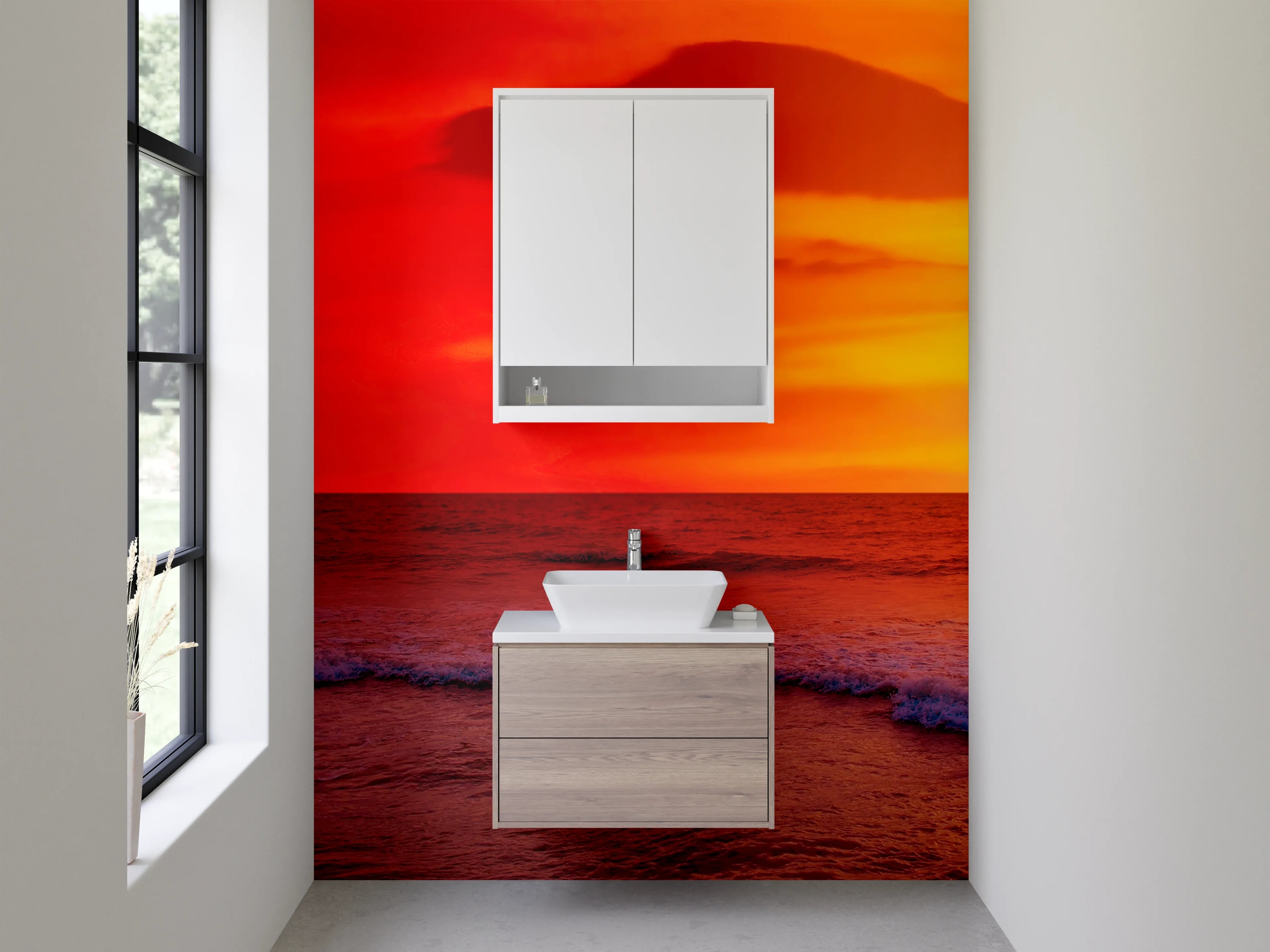 Waschbecken-Rückwand - Spektakulärer Sonnenuntergang über dem Meer