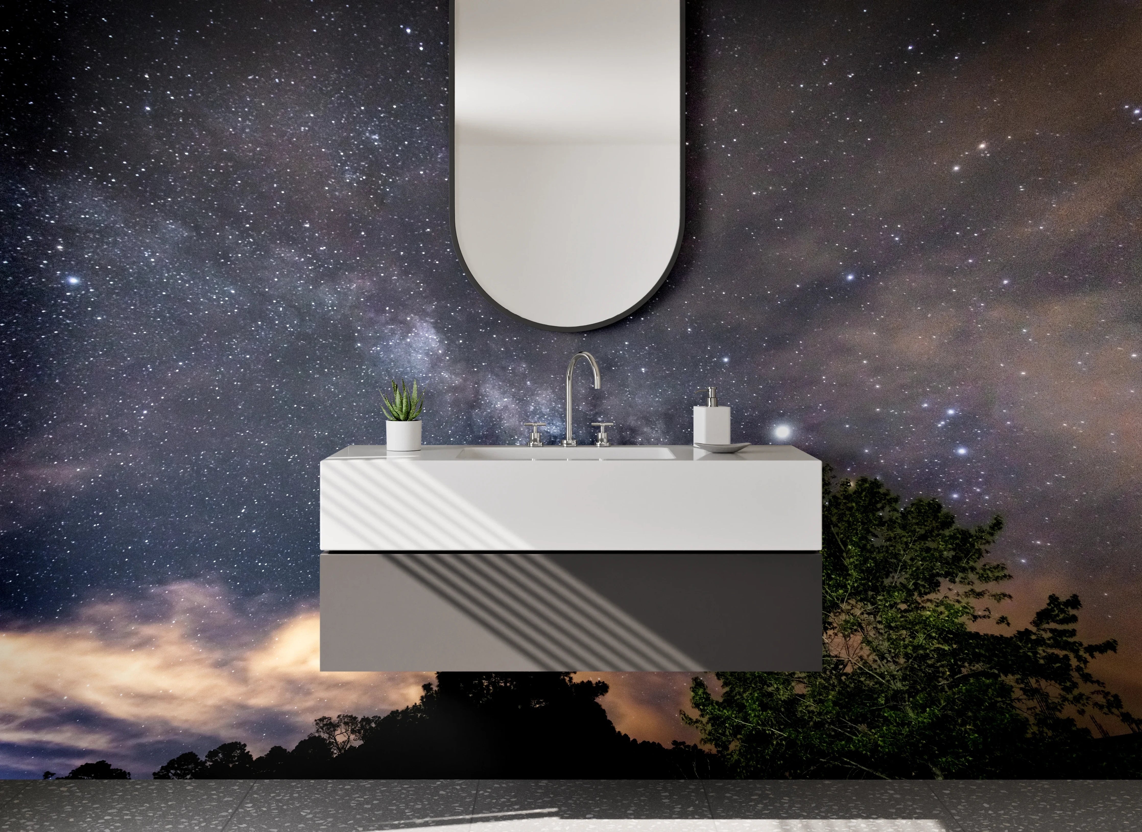 Waschbecken-Rückwand - Sternenhimmel und Milchstraße Nacht Foto