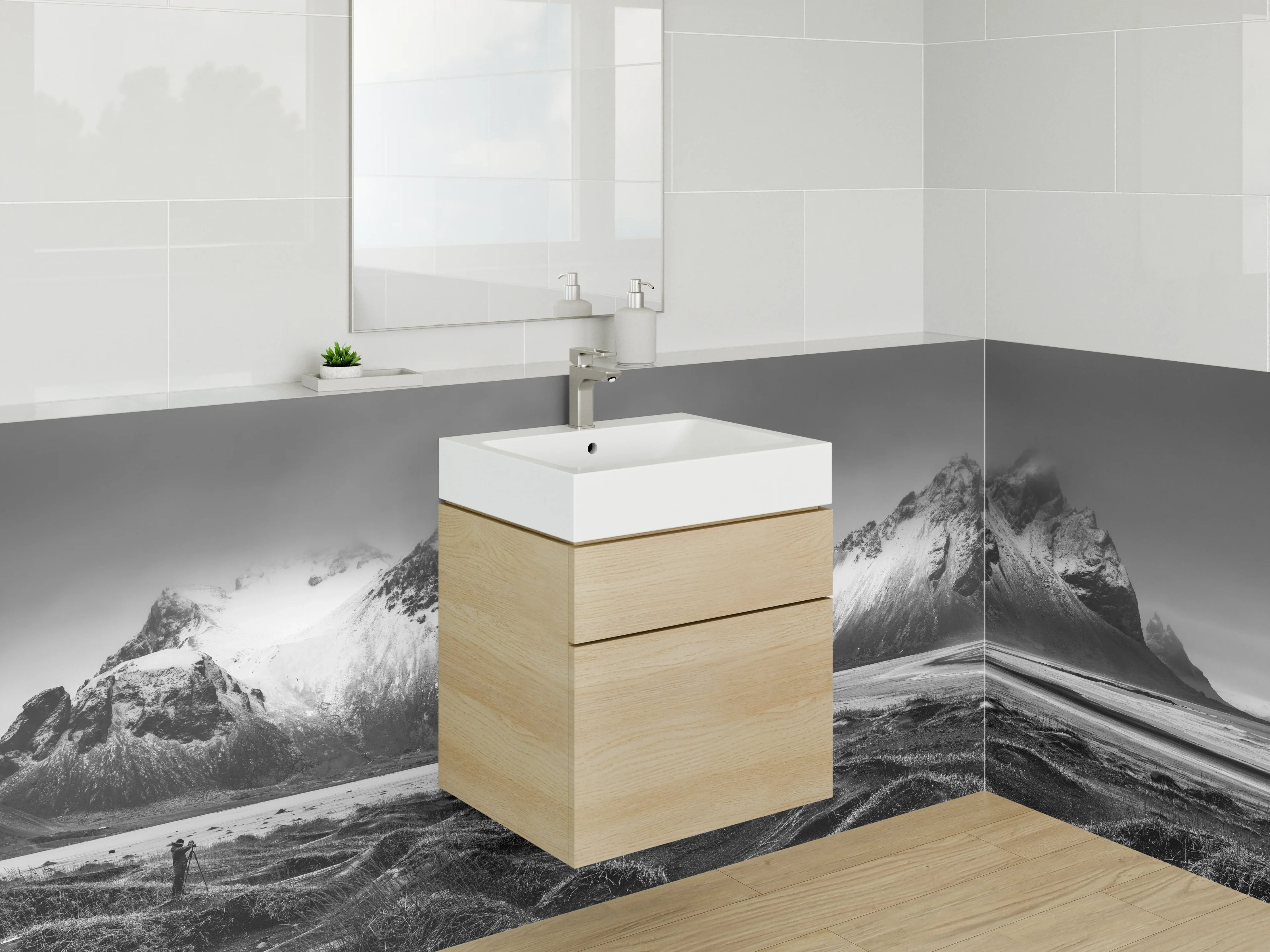 Waschbecken-Rückwand - Stilvolle Grauton-Waschbeckerrückwand für dein Bad
